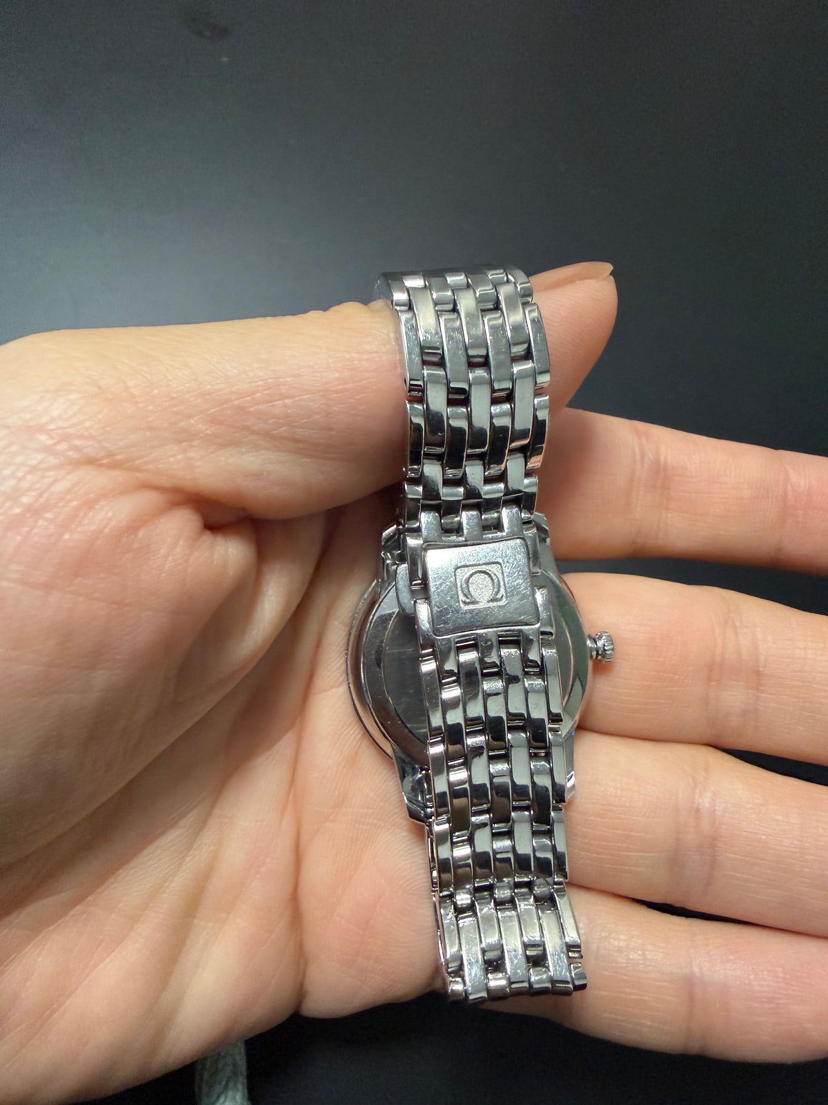 Omega 27mm Stainless Steel Watch With Natural Diamonds