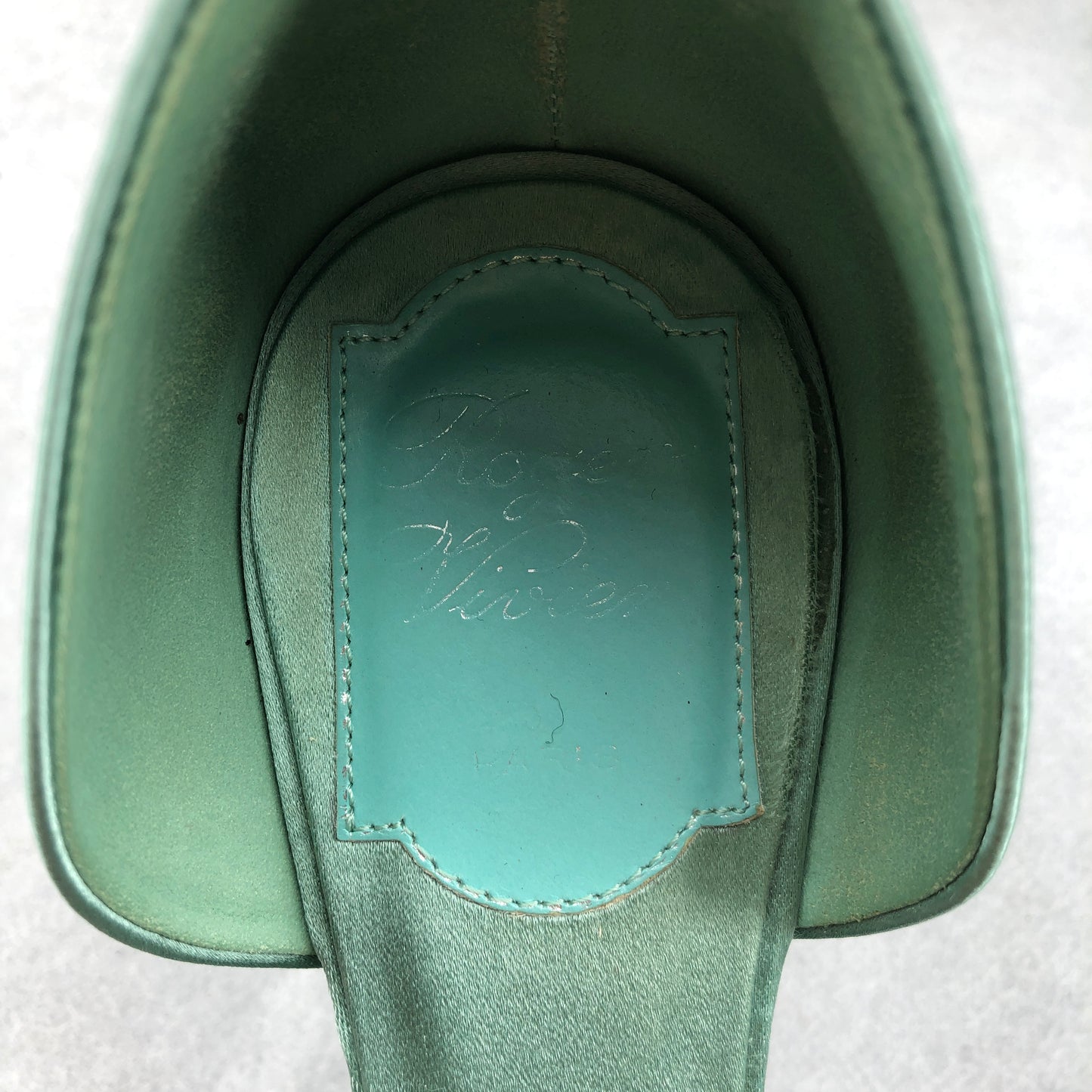 Roger Vivier Satin Buckle Flats Mint Green Women’s Size 36.5