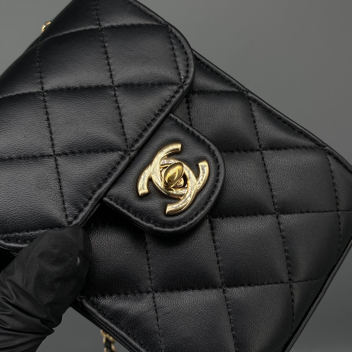 Chanel Black Quilted Lambskin Mini Phone Crossbody Bag