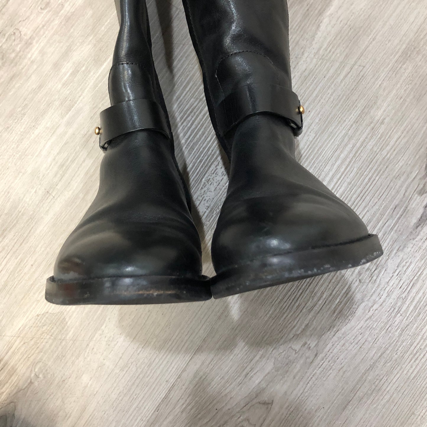 Tory Burch Women's Leather Knee-High Riding Boots Size 5.5M Black