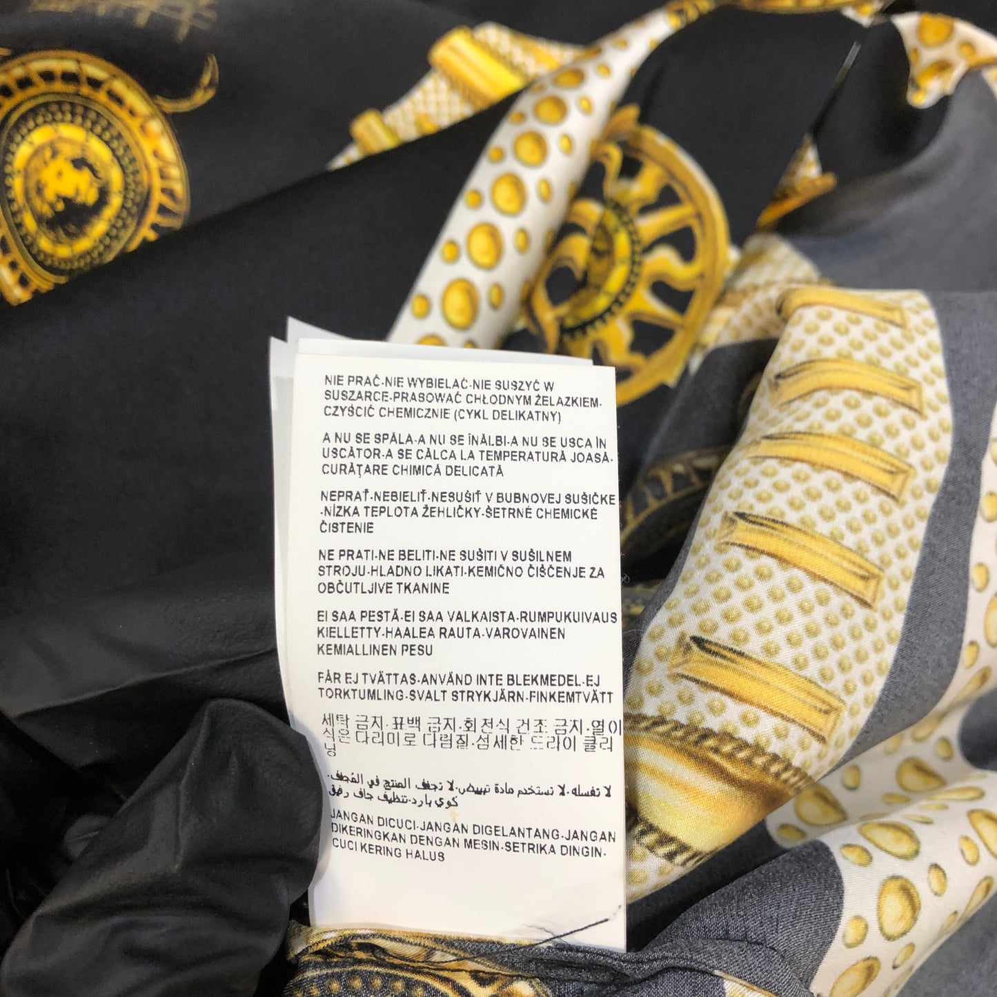 Versus Baroque Gold Belt Print Long Sleeve Shirt Size 40 Black/Gold