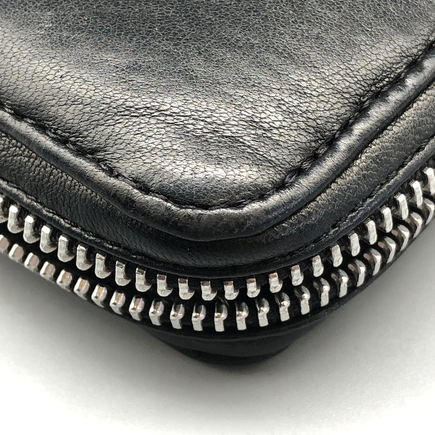 Chrome Hearts Black Leather Zip Around Long Wallet
