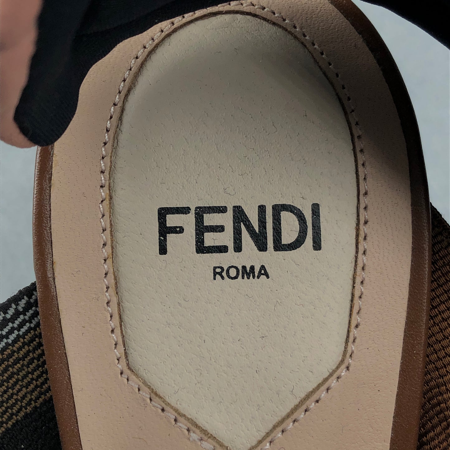 Fendi Logo Strap Pointed Toe Heels Size 36.5 Women Brown