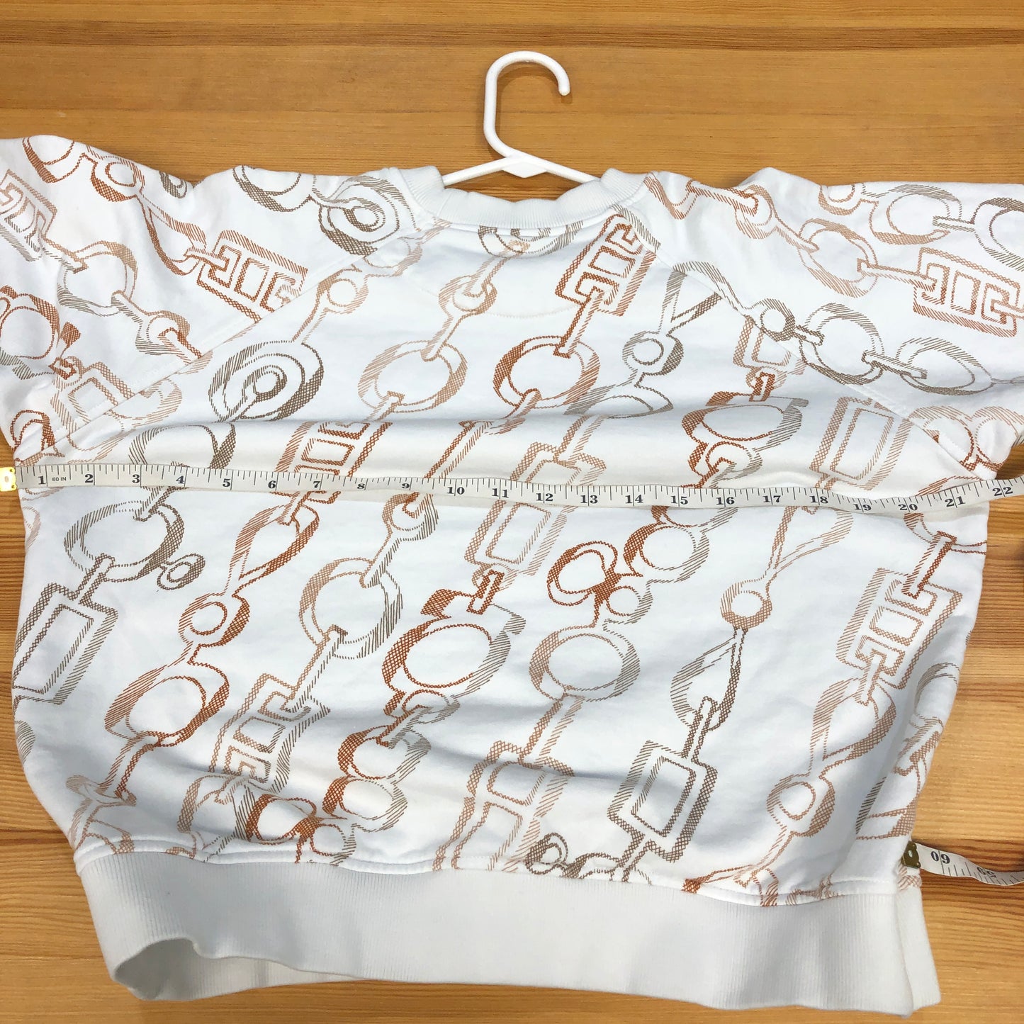 Hermes White/Orange Chain Print Sweatshirt Size 40
