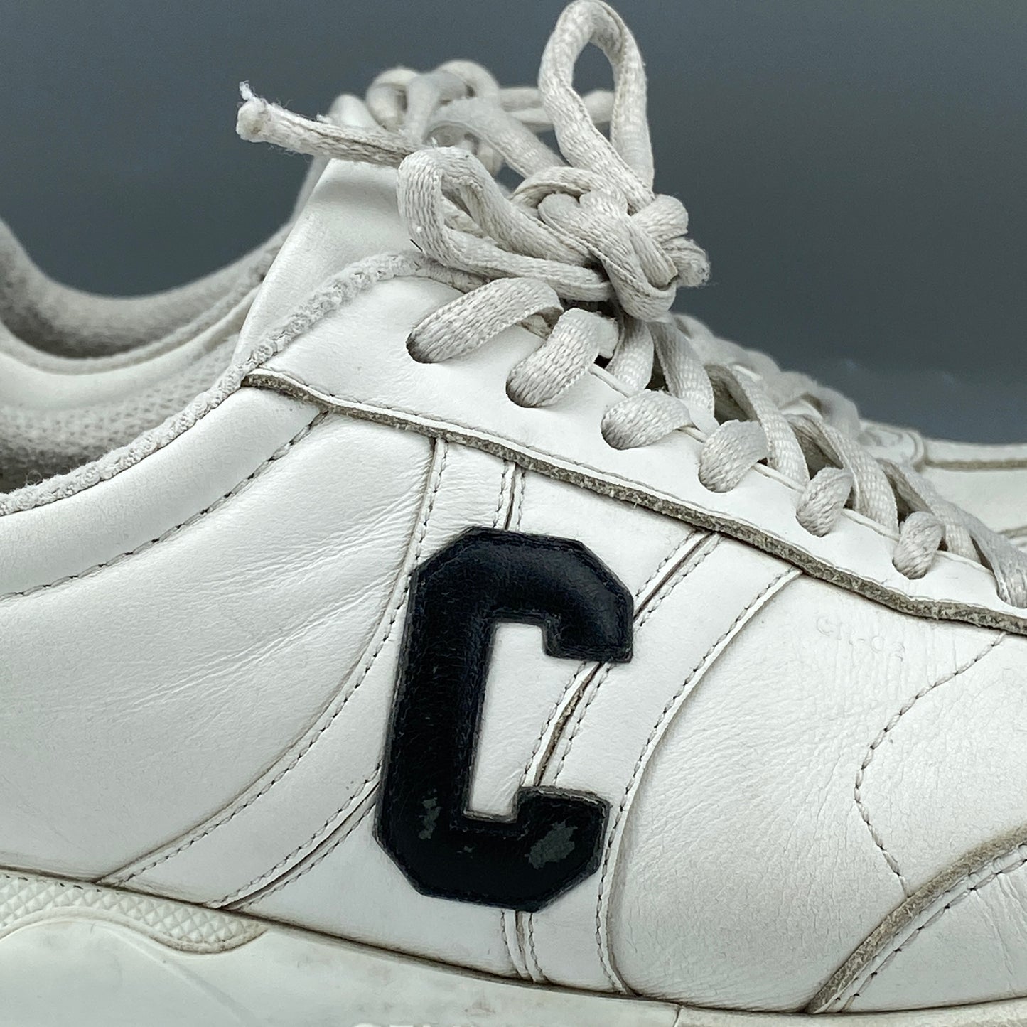 Celine Women's C Logo Low Top Leather Sneakers Size 37.5 White