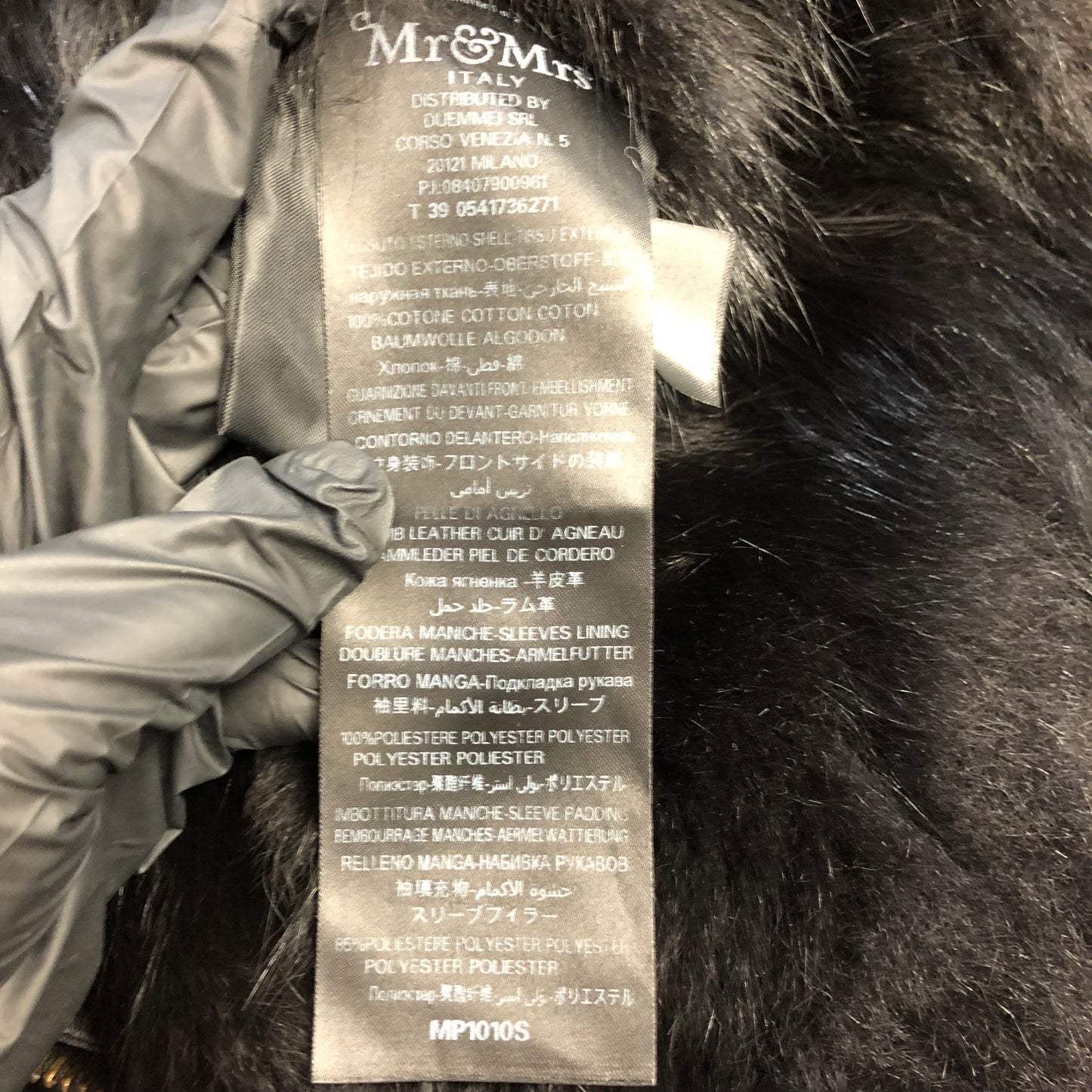 Mr & Mrs Italy Fur Trim Parka Size XS Black