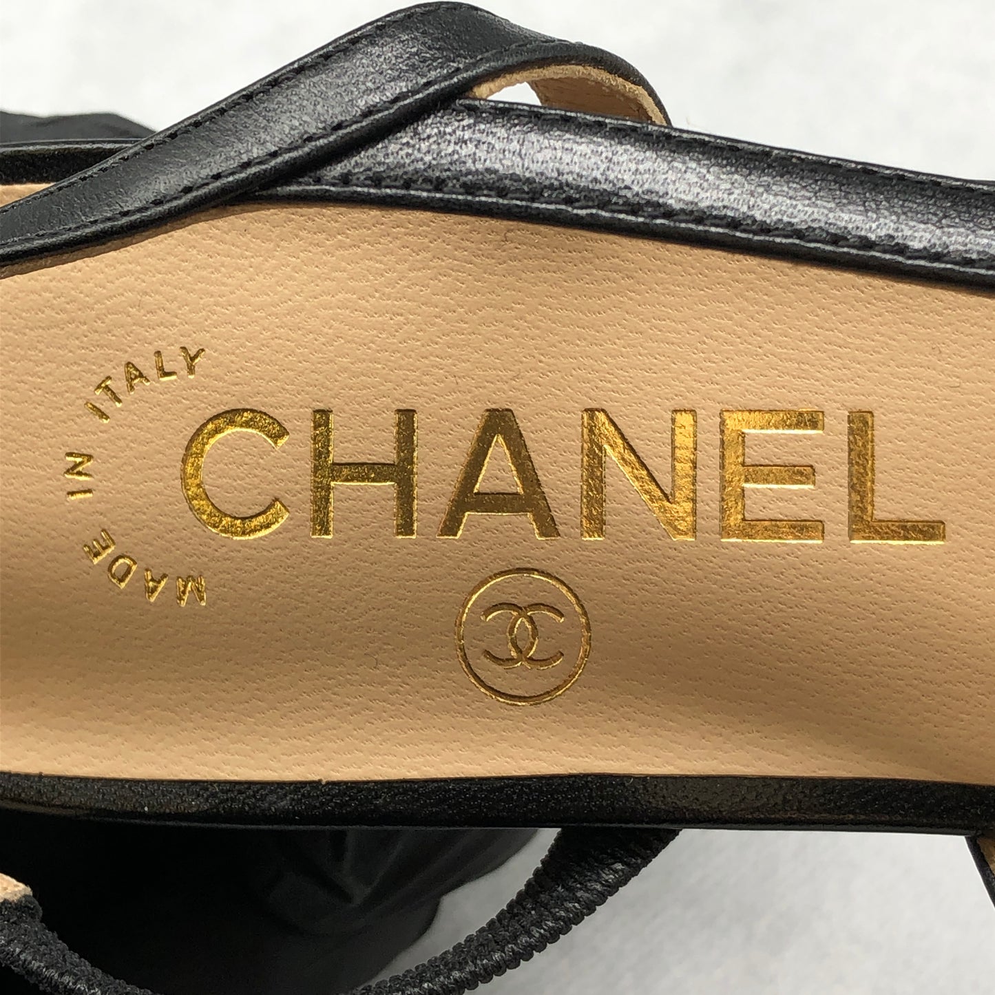 Chanel Black Satin & Leather Cap-Toe Slingback Block Heel Pumps Size 36