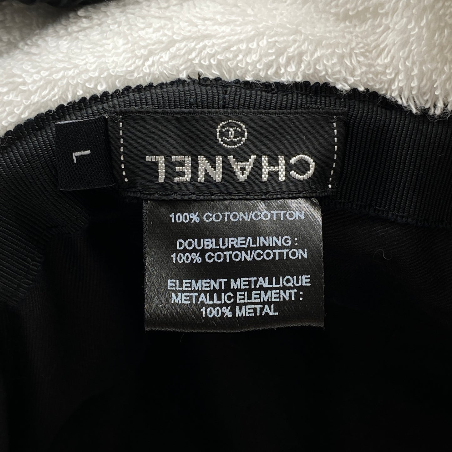 Chanel White Terry Cloth Bucket Hat Size L