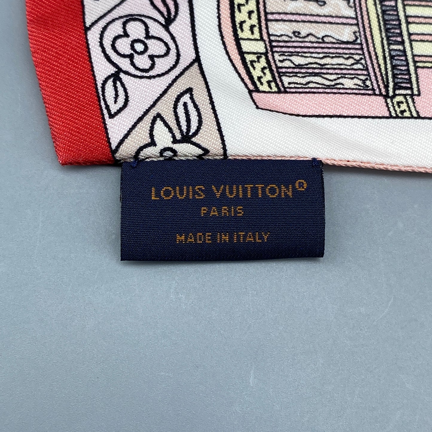 Louis Vuitton Blush Pink White Character Print Silk Bandeau Twilly Scarf