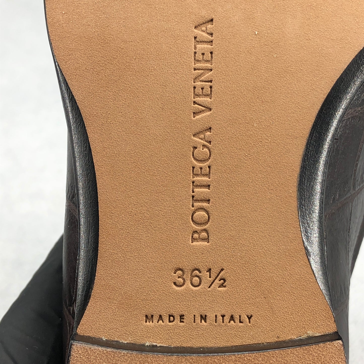 Bottega Veneta Croc Embossed Leather Loafers Brown Women’s Size 36.5