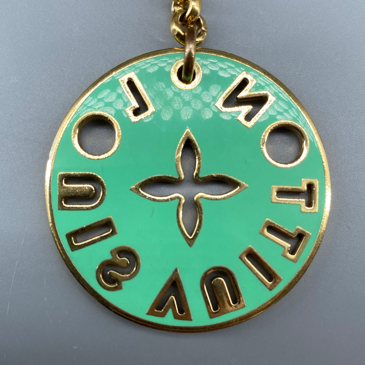 Louis Vuitton Gold Tone Multicolor Flower Key Charm Keychain