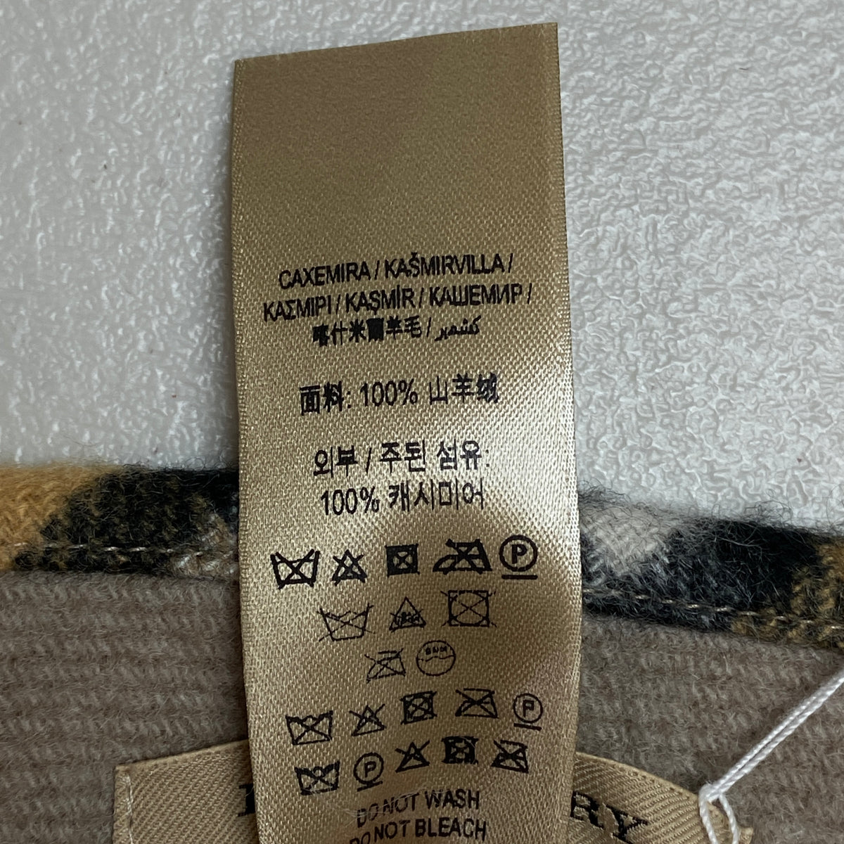 Burberry Beige Check Wool Triangle Scarf