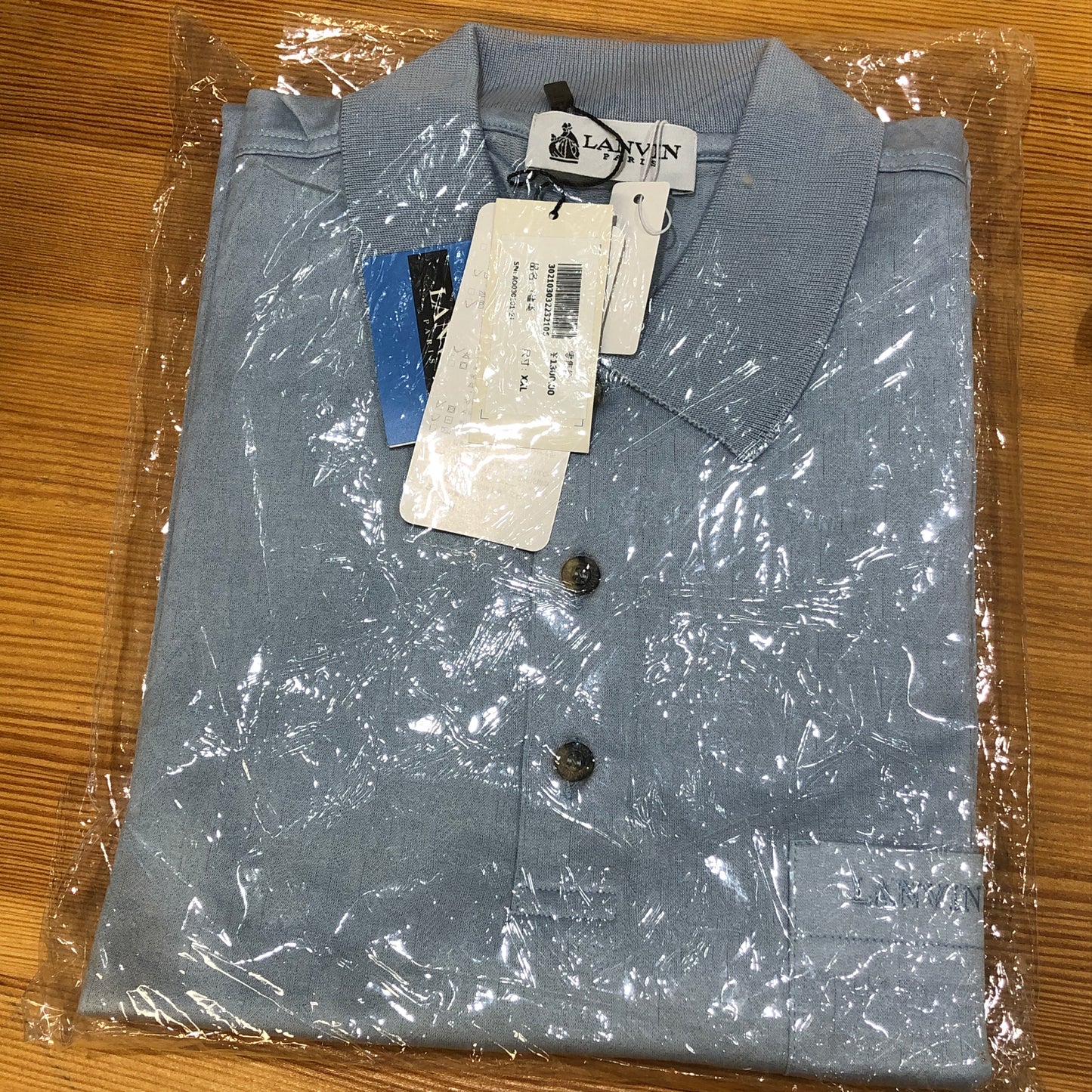 Lanvin Mist Blue Short Sleeve Polo Shirt Size XXL