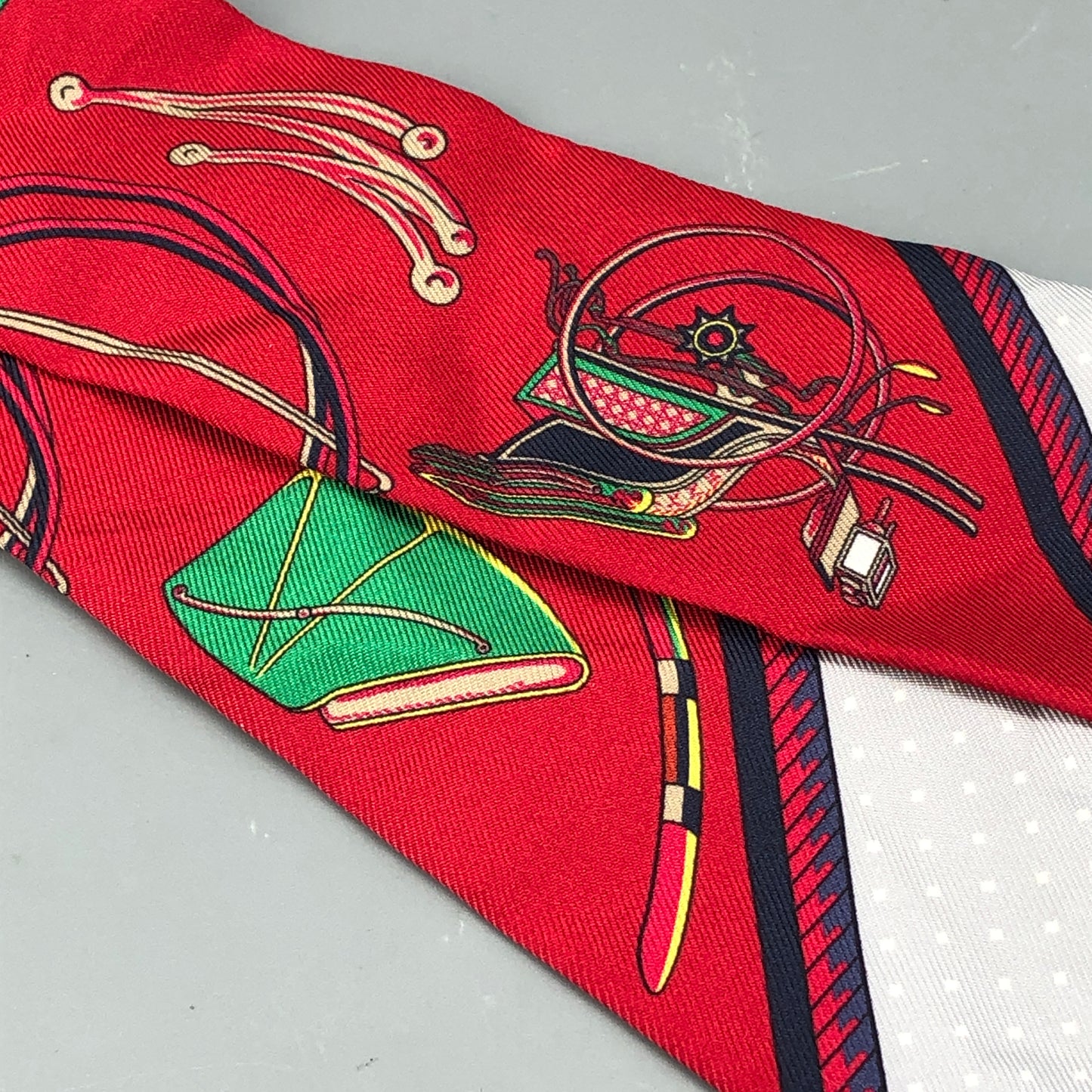 Hermes Multi Color Printed Silk Twilly Scarf