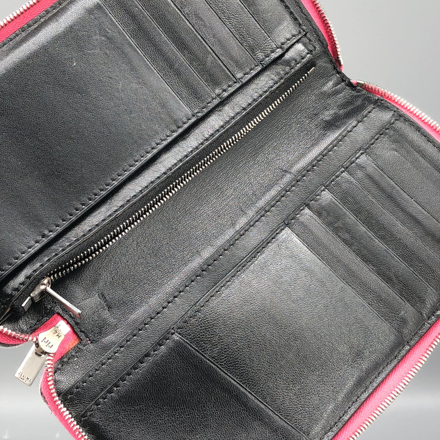 Celine Hot Pink Grained Leather Zip-Around Long Wallet