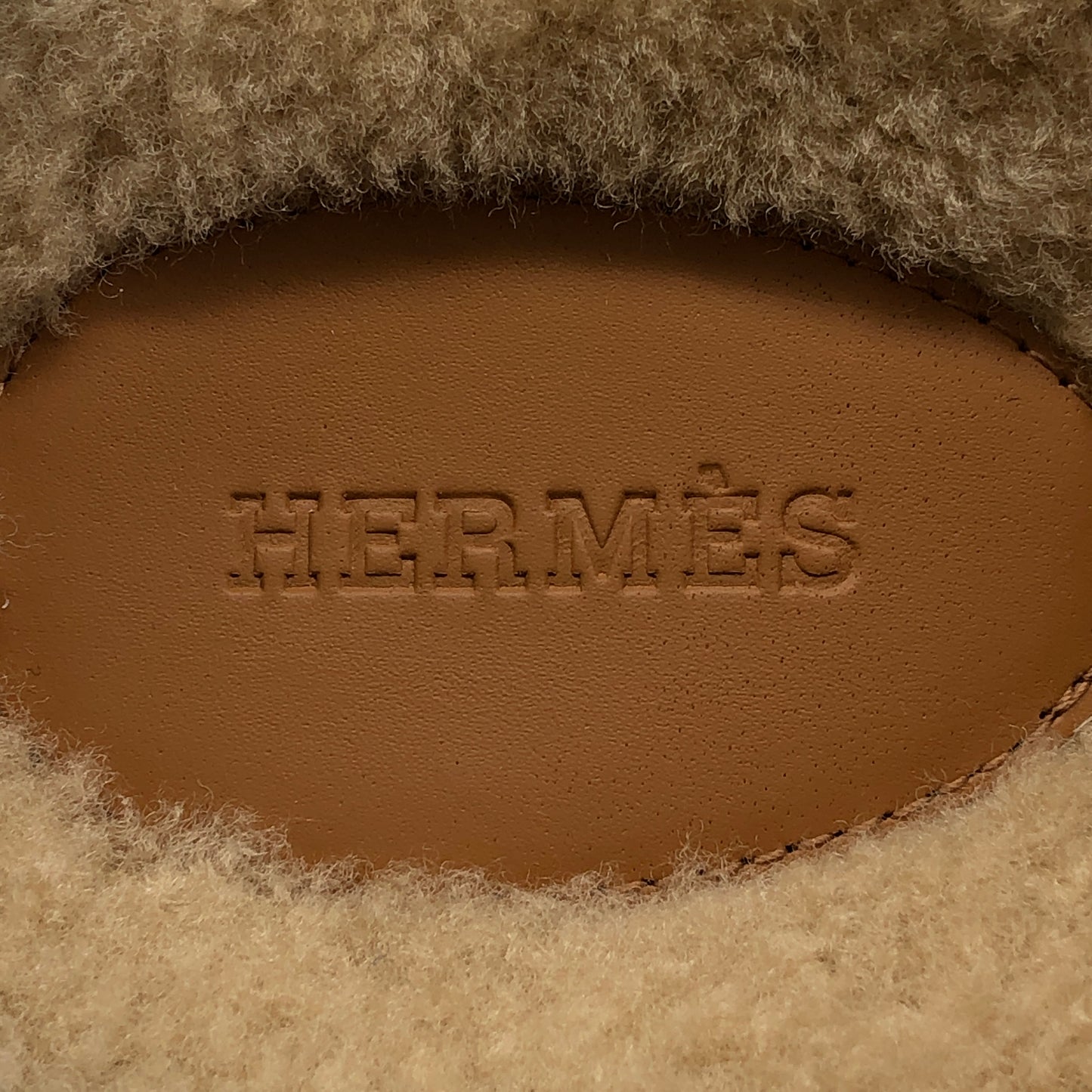 Hermes Tan Shearling H Slide Sandals Size 40 shoes