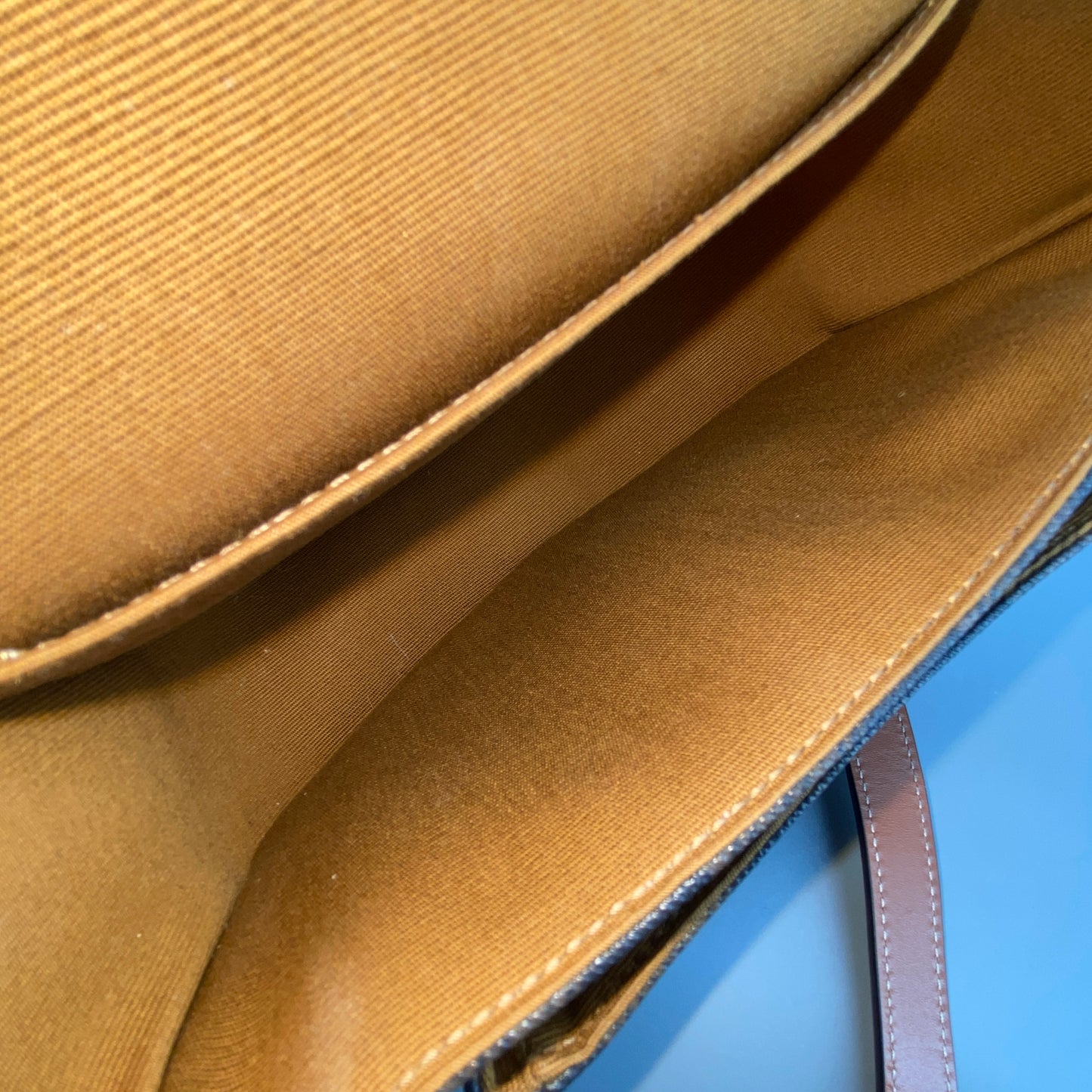 Celine Triomphe Canvas Leather Trim Saddle Crossbody Bag