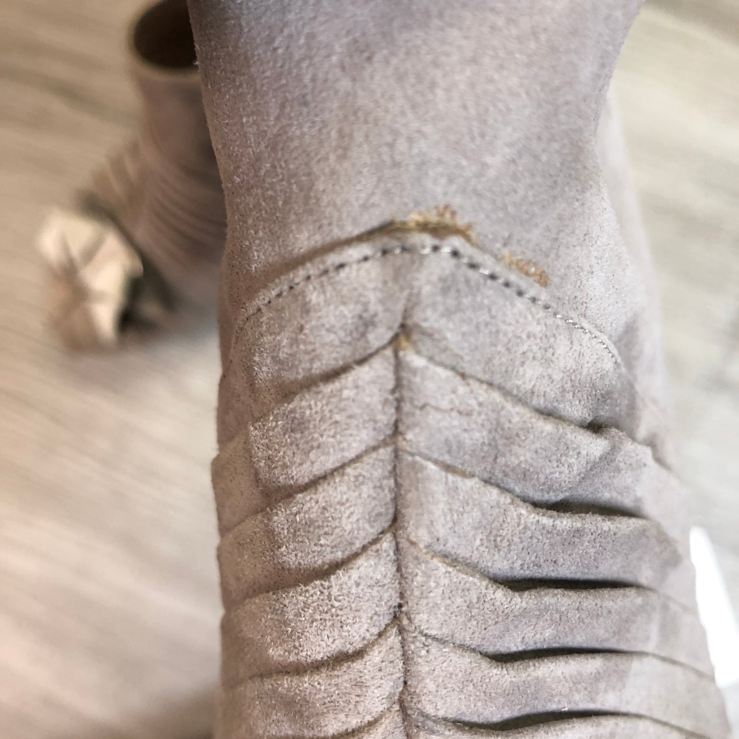 Salvatore Ferragamo Nude Suede Peep Toe Ankle Booties Size 6.5