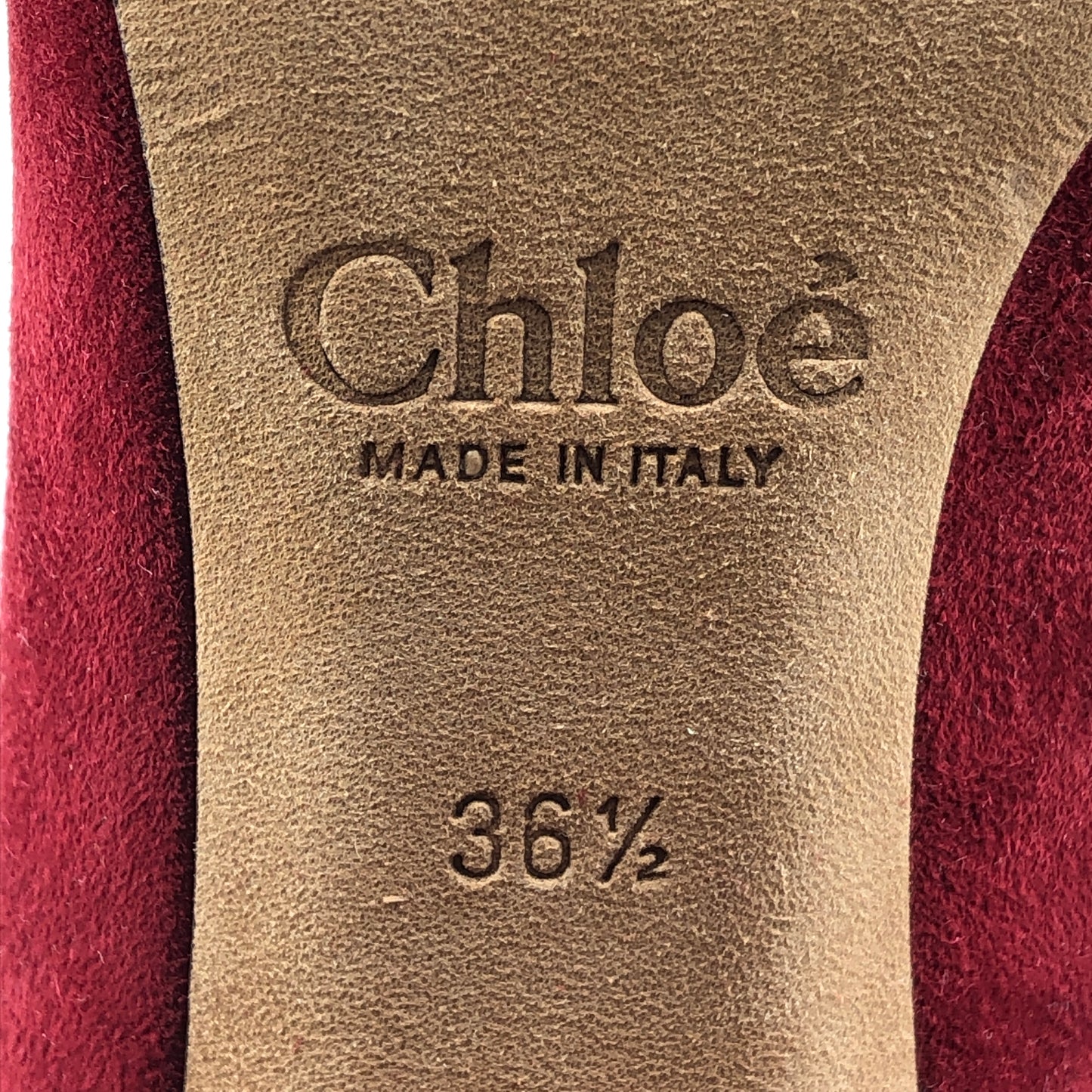 Chloe omen's Scalloped Suede Block Heel Pumps Red Size 36.5