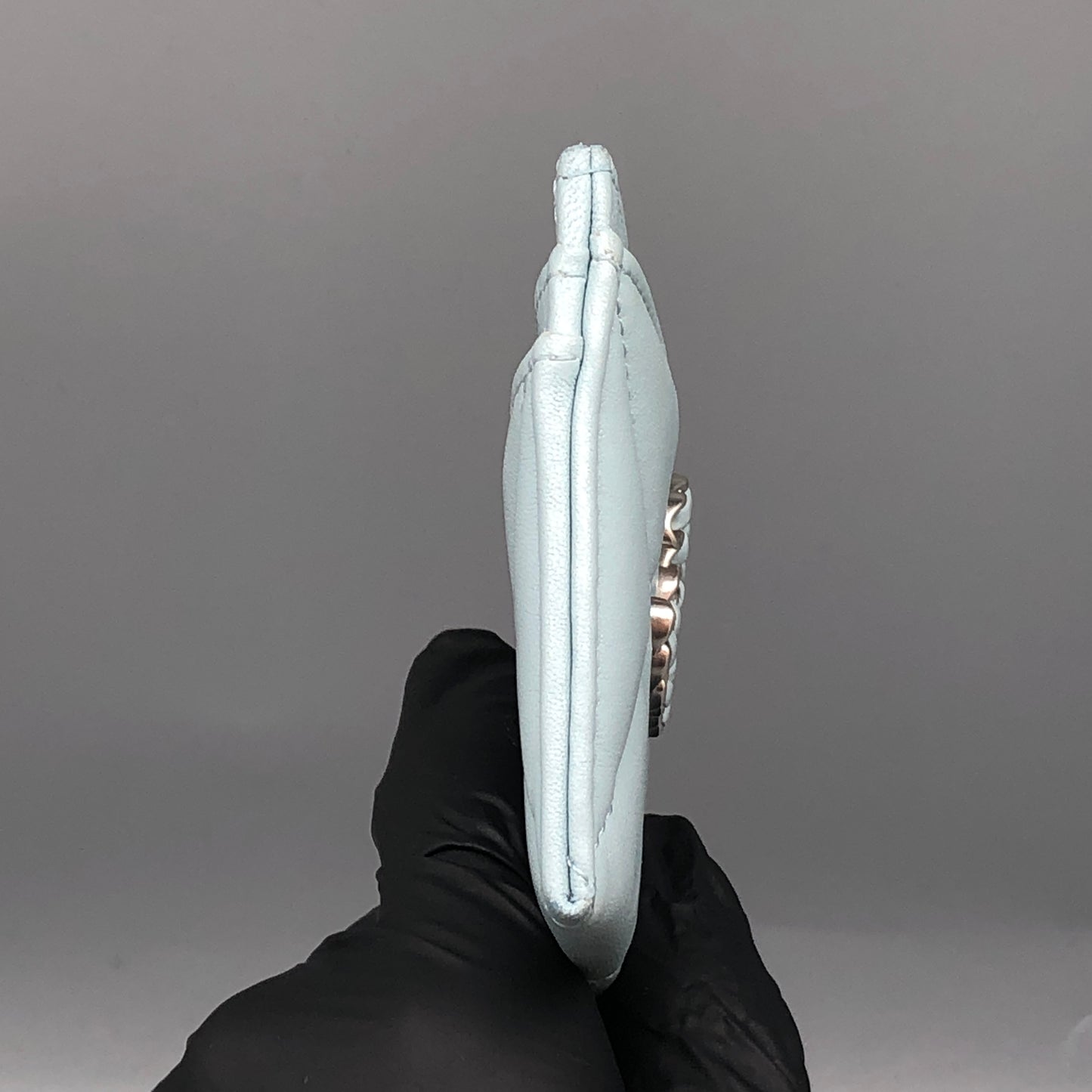 Chanel Light Blue Quilted Card Holder