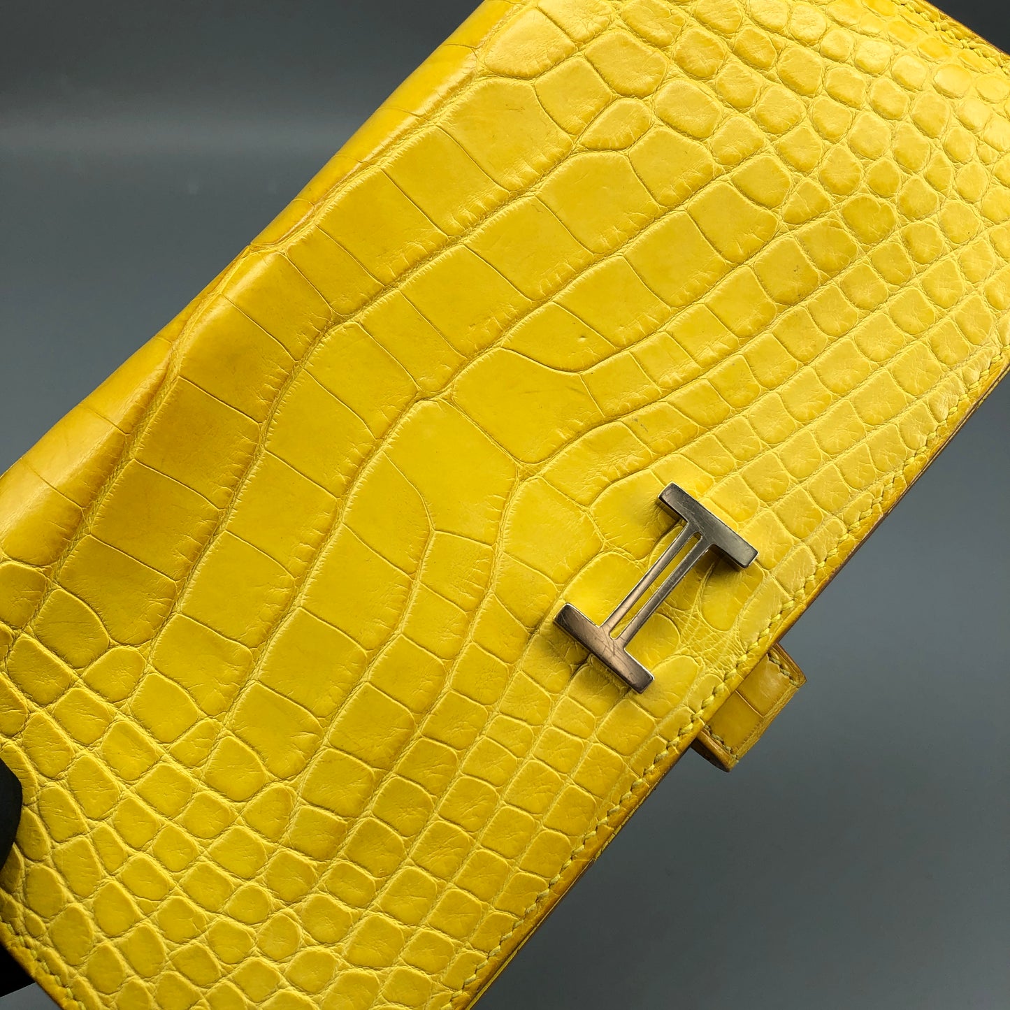 Hermes 2011 Bearn Alligator Long Wallet Yellow