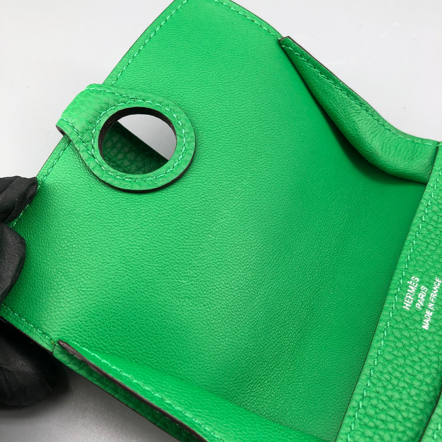 Hermes 2016 Dogon Compact Wallet Green Togo Leather
