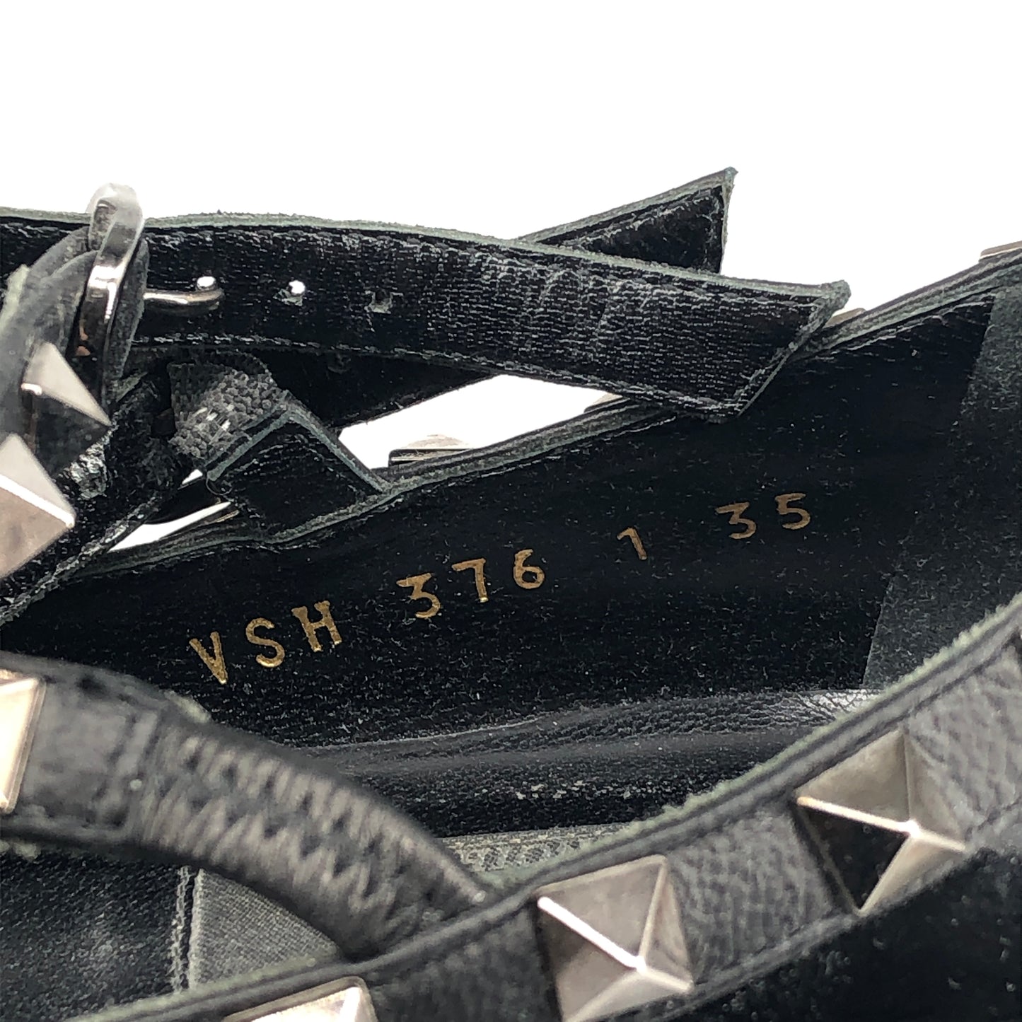 Valentino Women's Black Patent Leather Rockstud Pointed Ankle Strap Flats Size 35