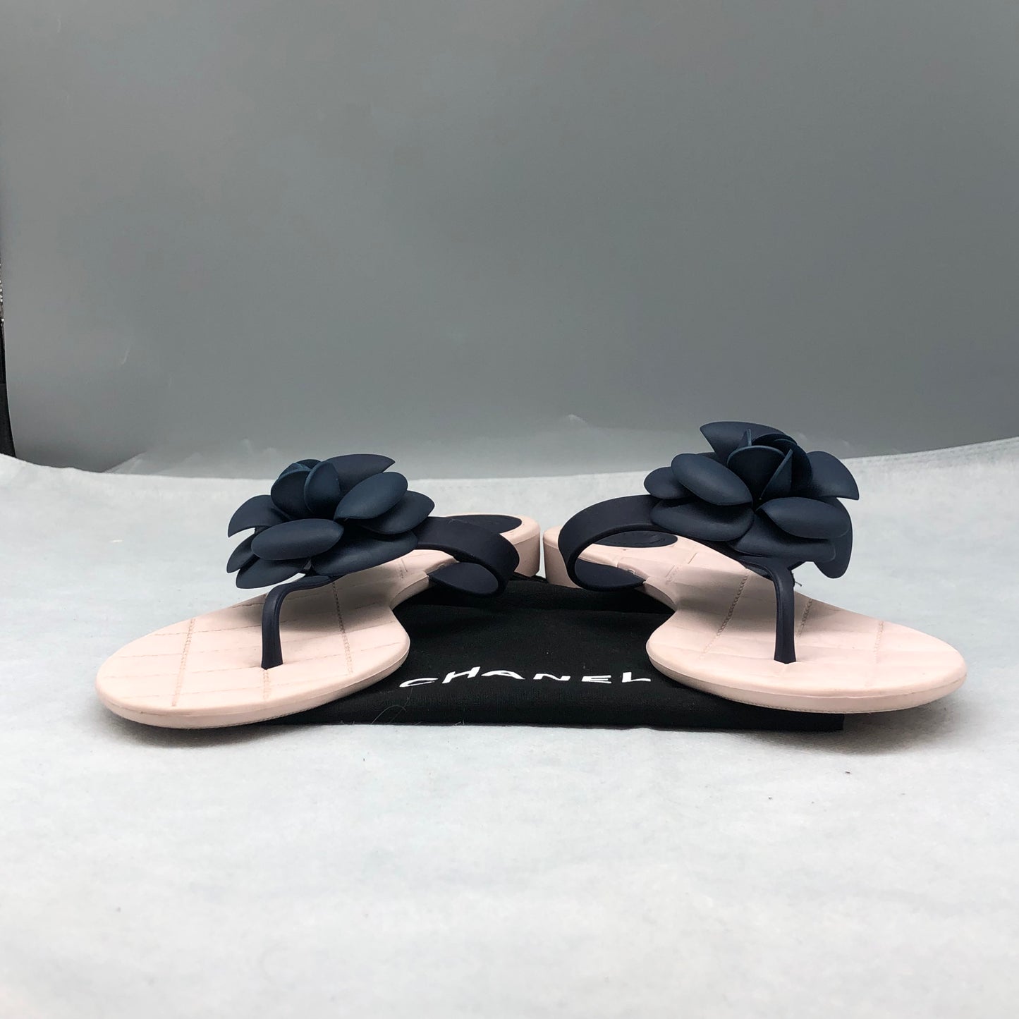 Chanel Camellia Thong Sandals Women's Shoes Size 37