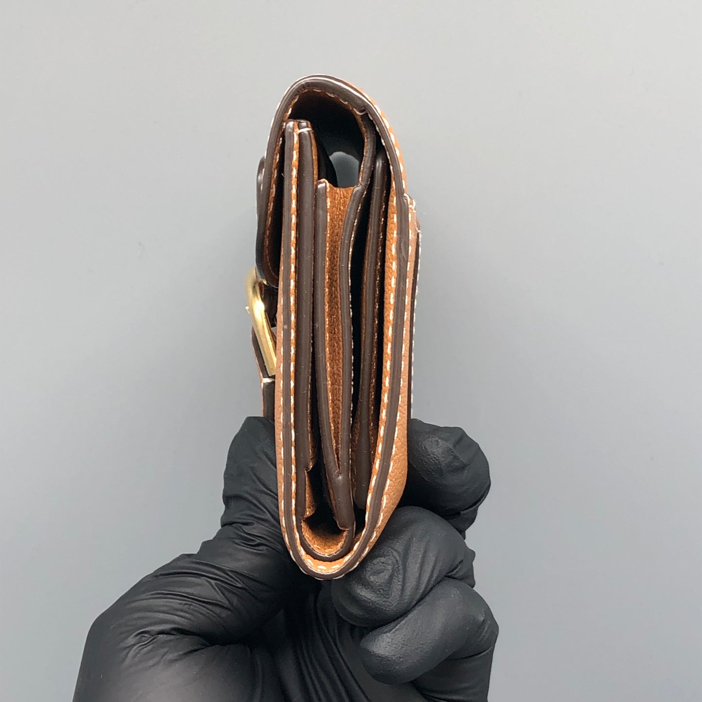 Delvaux Tan Grained Leather Compact Wallet