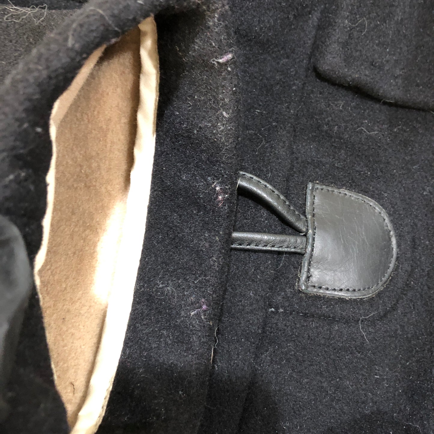 Burberry Black Wool Duffle Coat Size XL