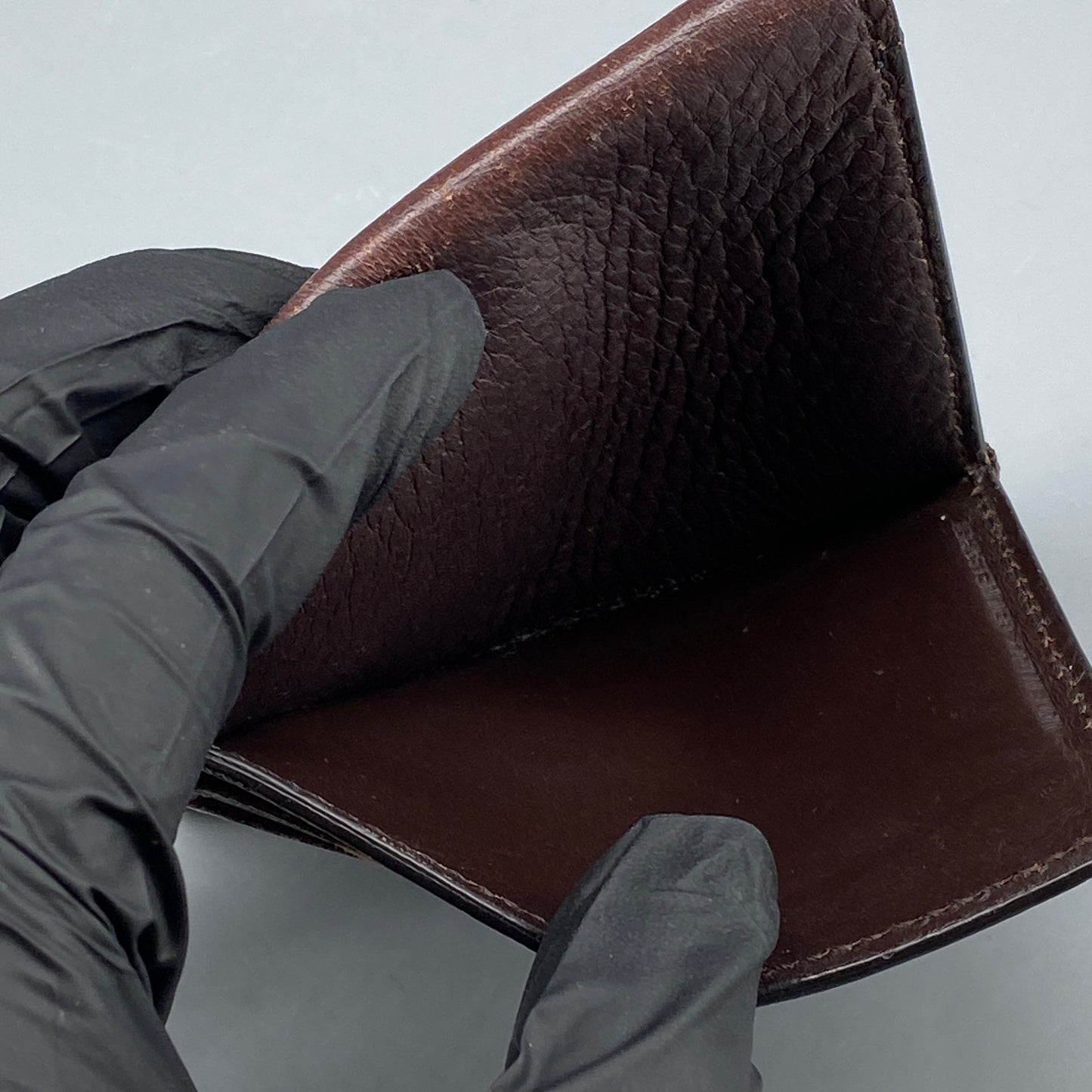 Maison Margiela Four Stitches Deep Brown Pebbled Leather Card Wallet