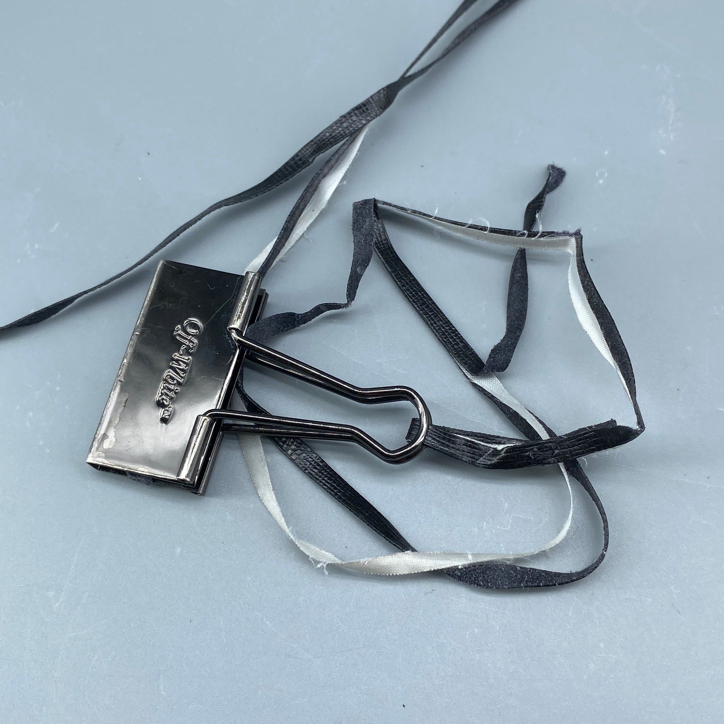 Off White Black Diagonal Stripe Leather Crossbody Bag