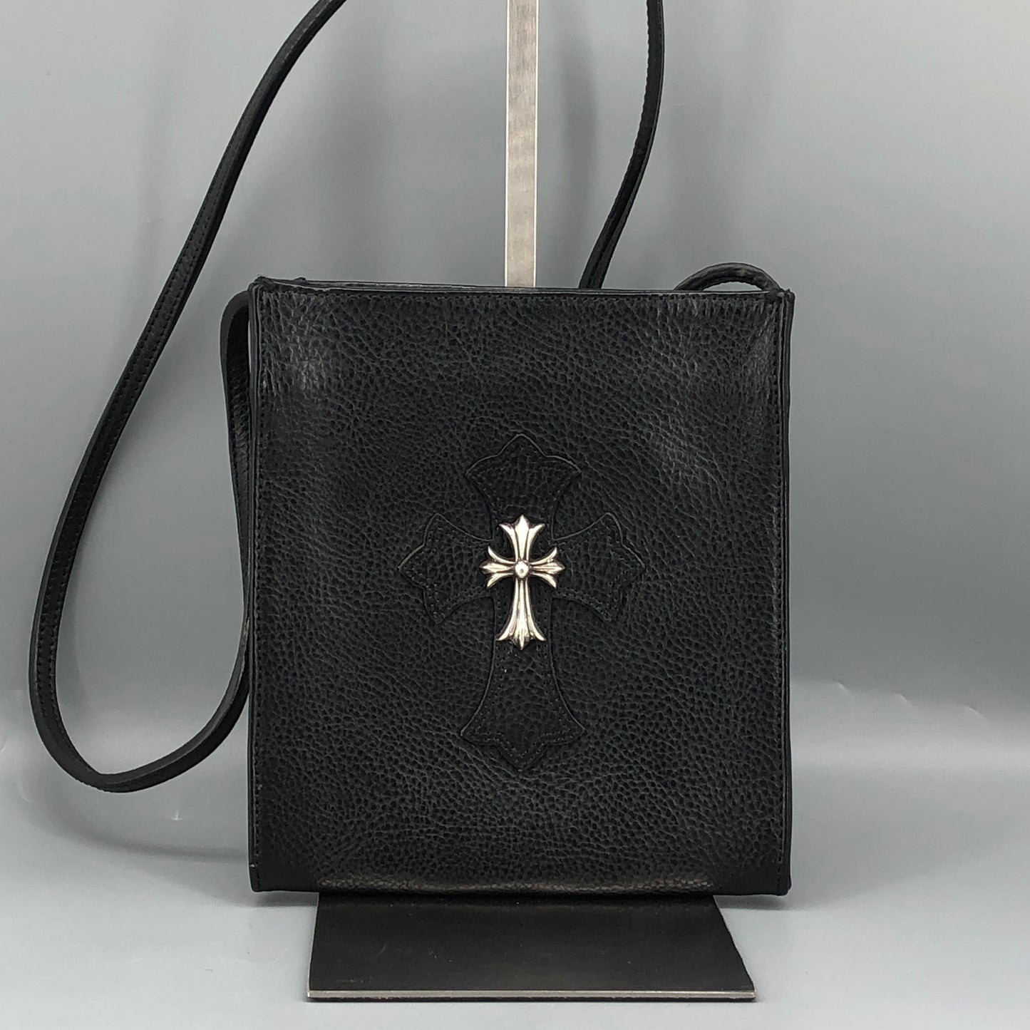 Chrome Hearts Cross Logo Leather Crossbody Bag Black