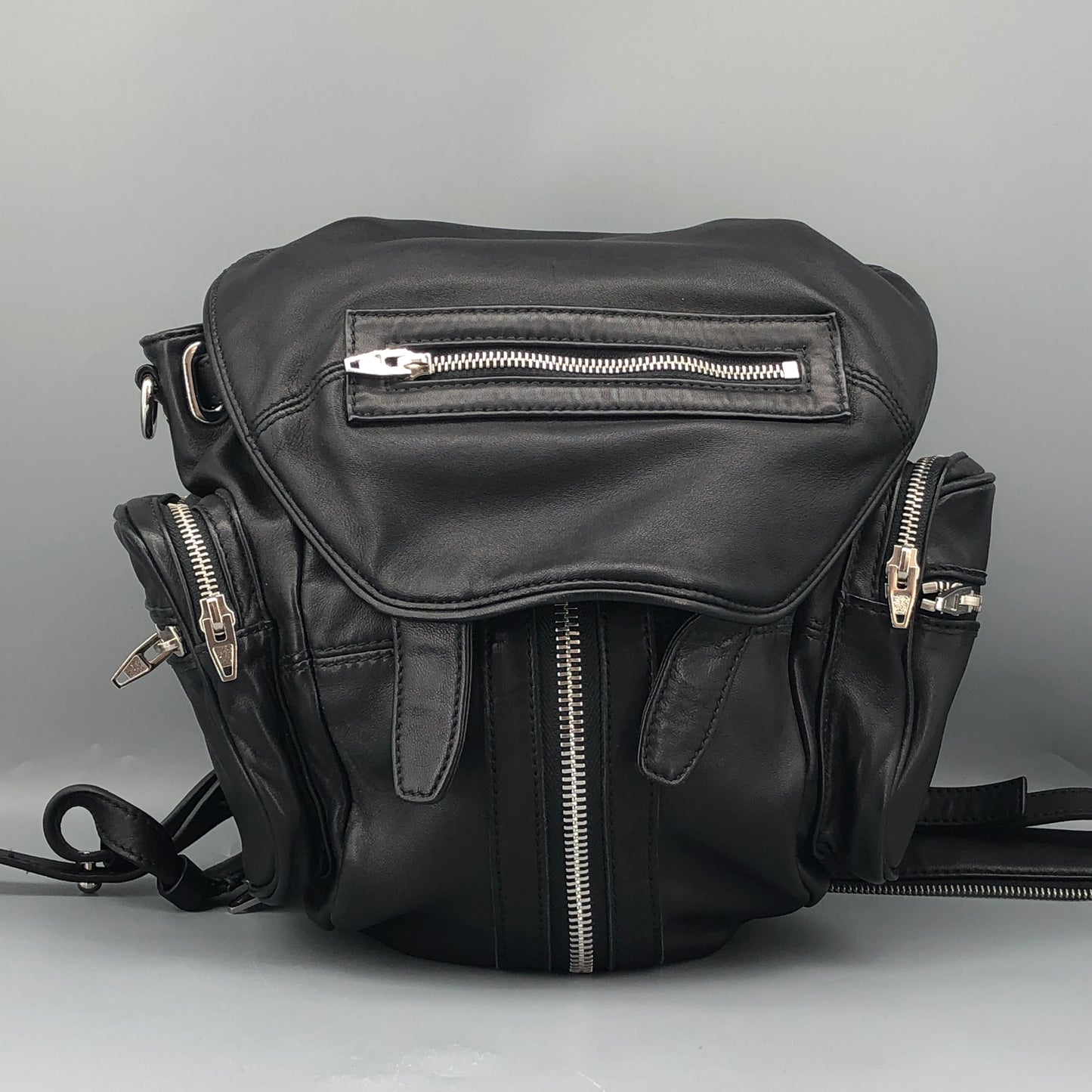 Alexander Wang Marti Backpack Washed Black Lambskin Rhodium Hardware