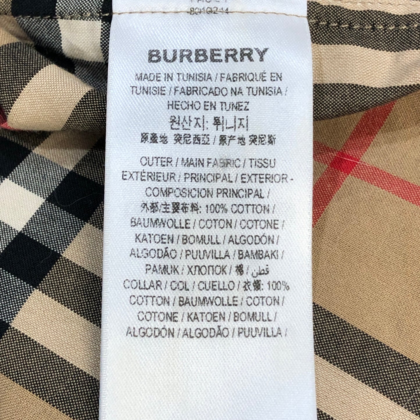 Burberry Classic Beige Vintage Check Cotton Long Sleeve Button-Down Shirt Size L