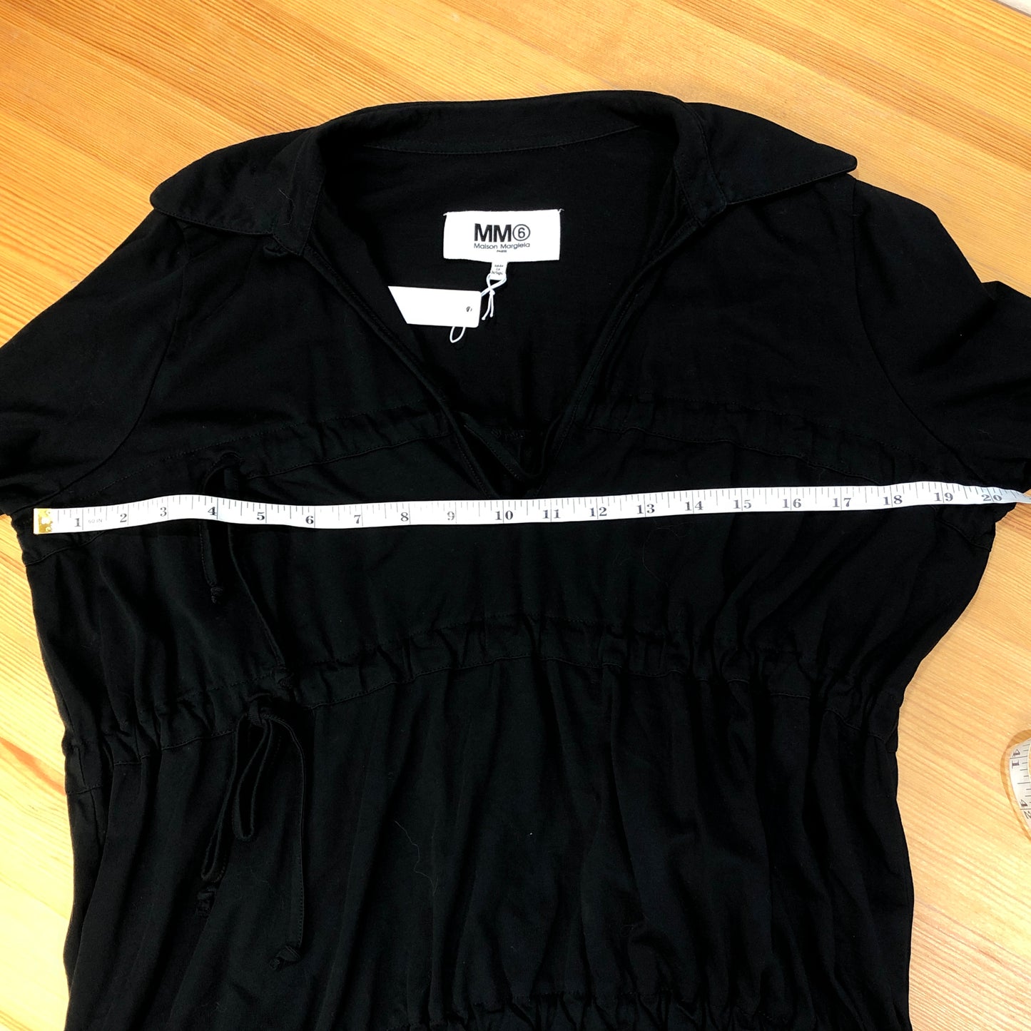 Maison Margiela Black Ruched Long Sleeve Blouse Size XS