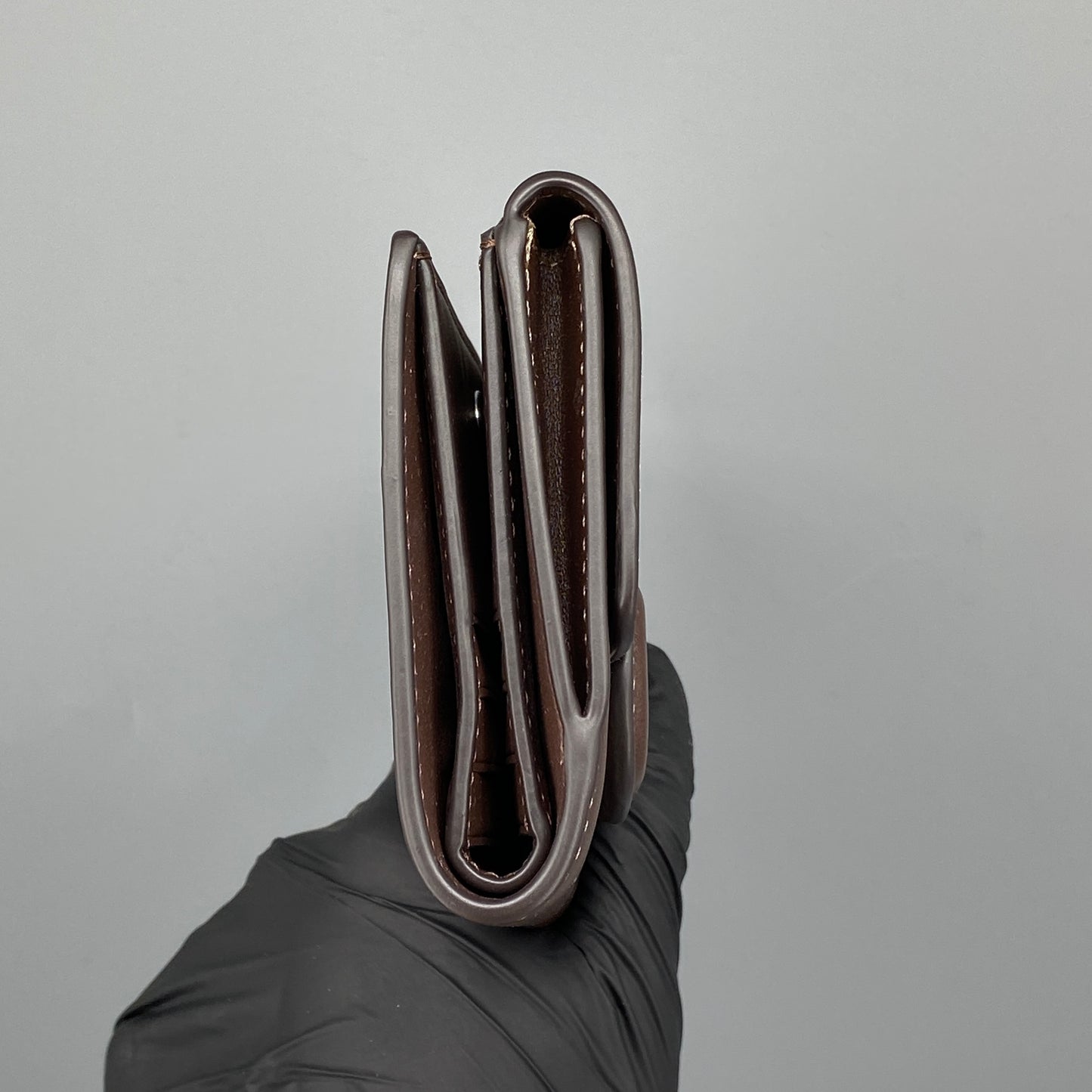Coach Deep Brown Smooth Leather Flip Card Wallet