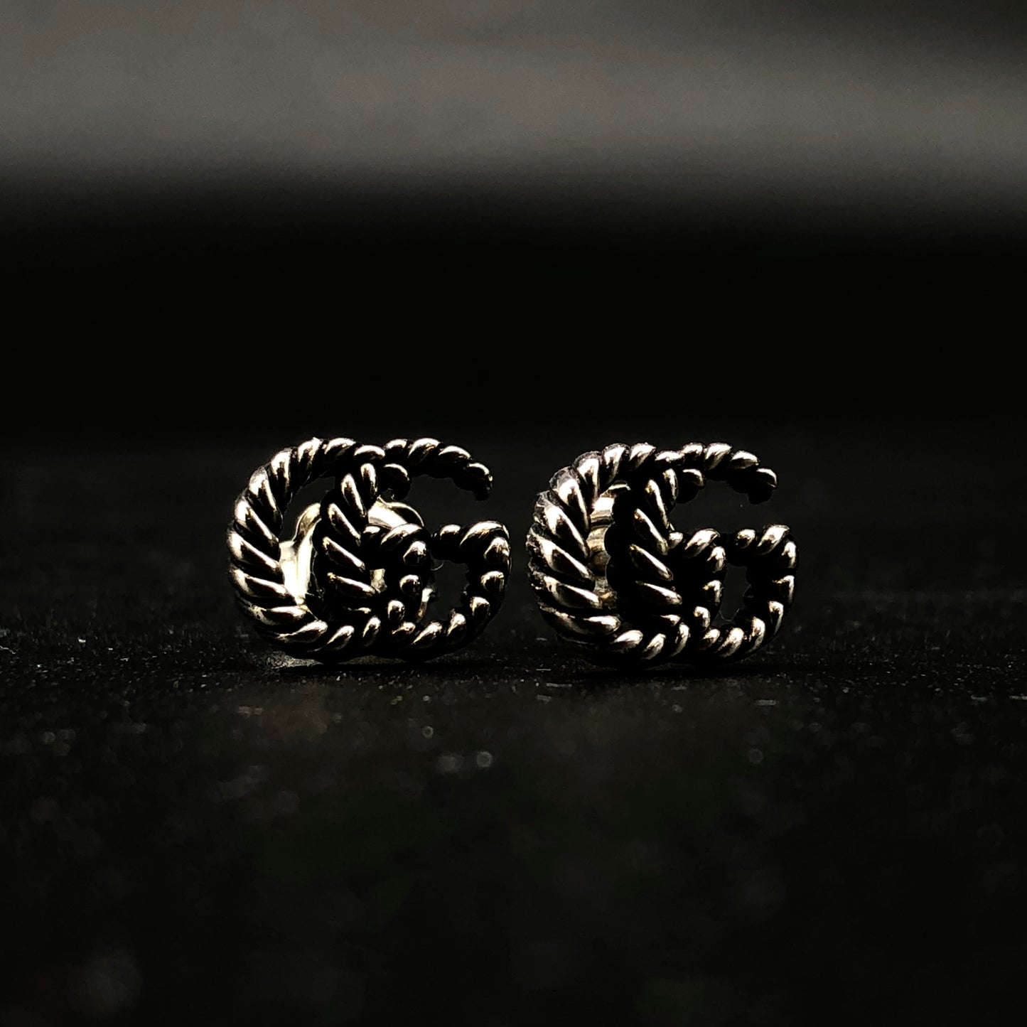 Gucci GG Logo 925 Silver Stud Earrings