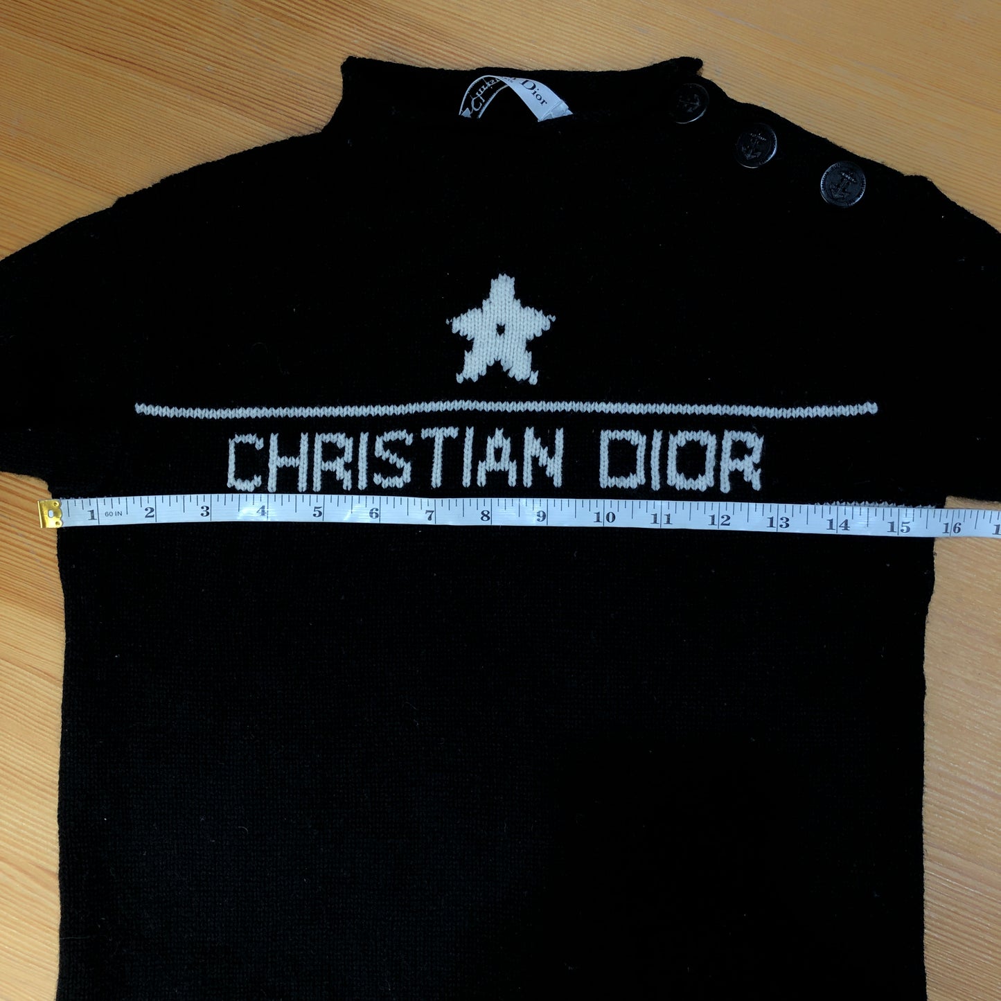Christian Dior Black Fine Knit Star Logo Crew Neck Sweater Size USA 2