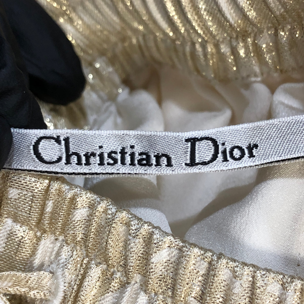 Christian Dior Gold & Beige Two Piece Shirt Wide Leg Pant Set