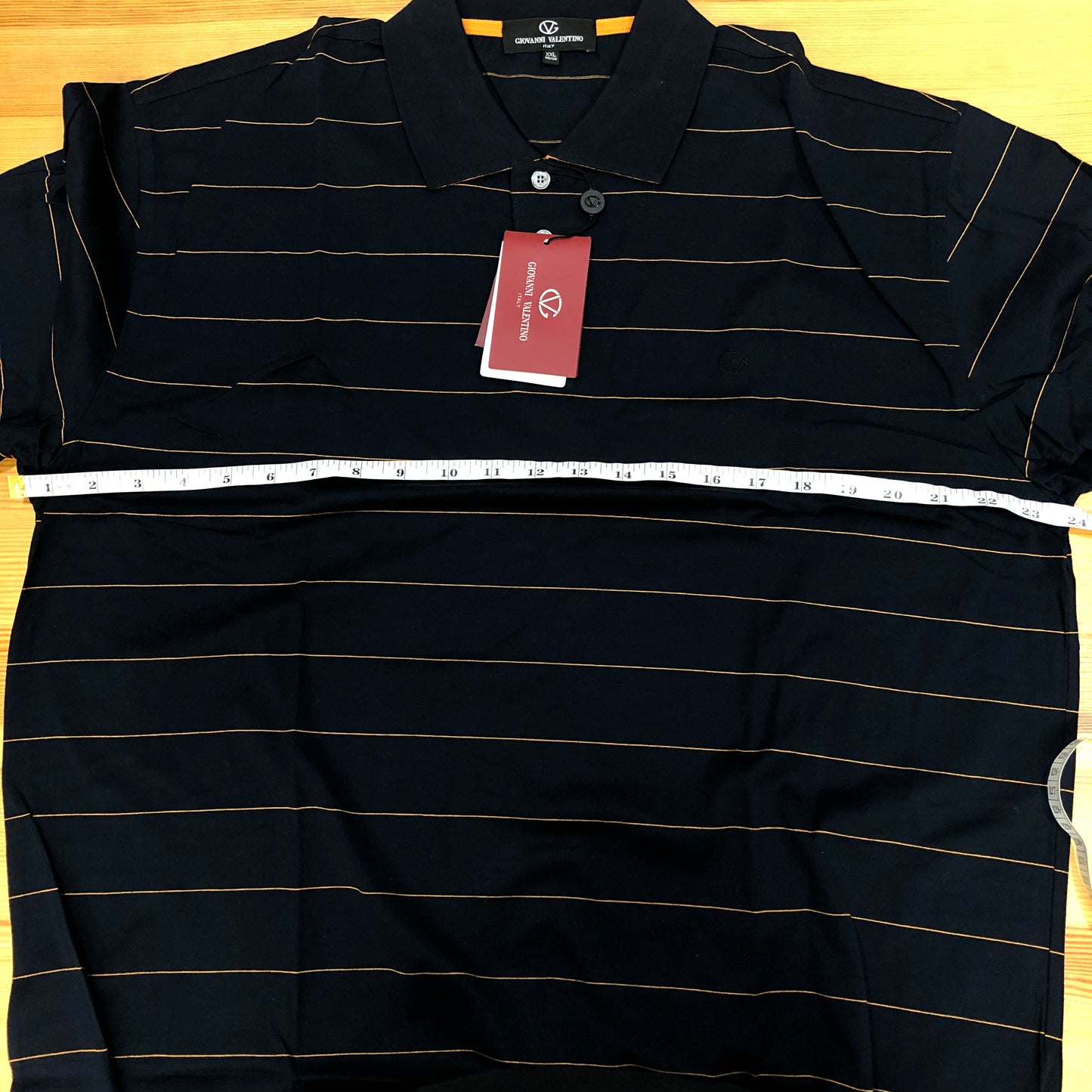 Giovanni Valentino Navy Blue Thin Stripe Short Sleeve Polo Shirt XXL