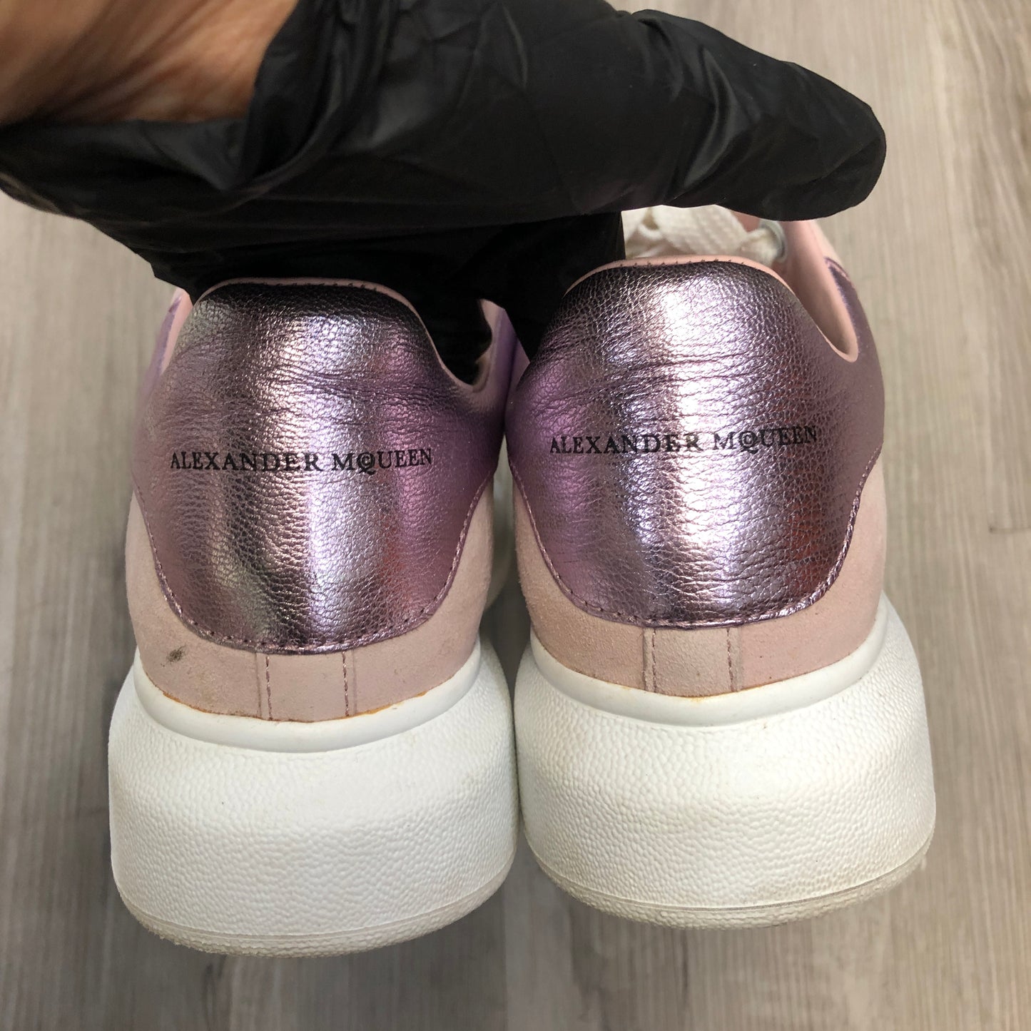 Alexander McQueen Women's Oversized Platform Leather Sneaker Shoes 37 Pink White