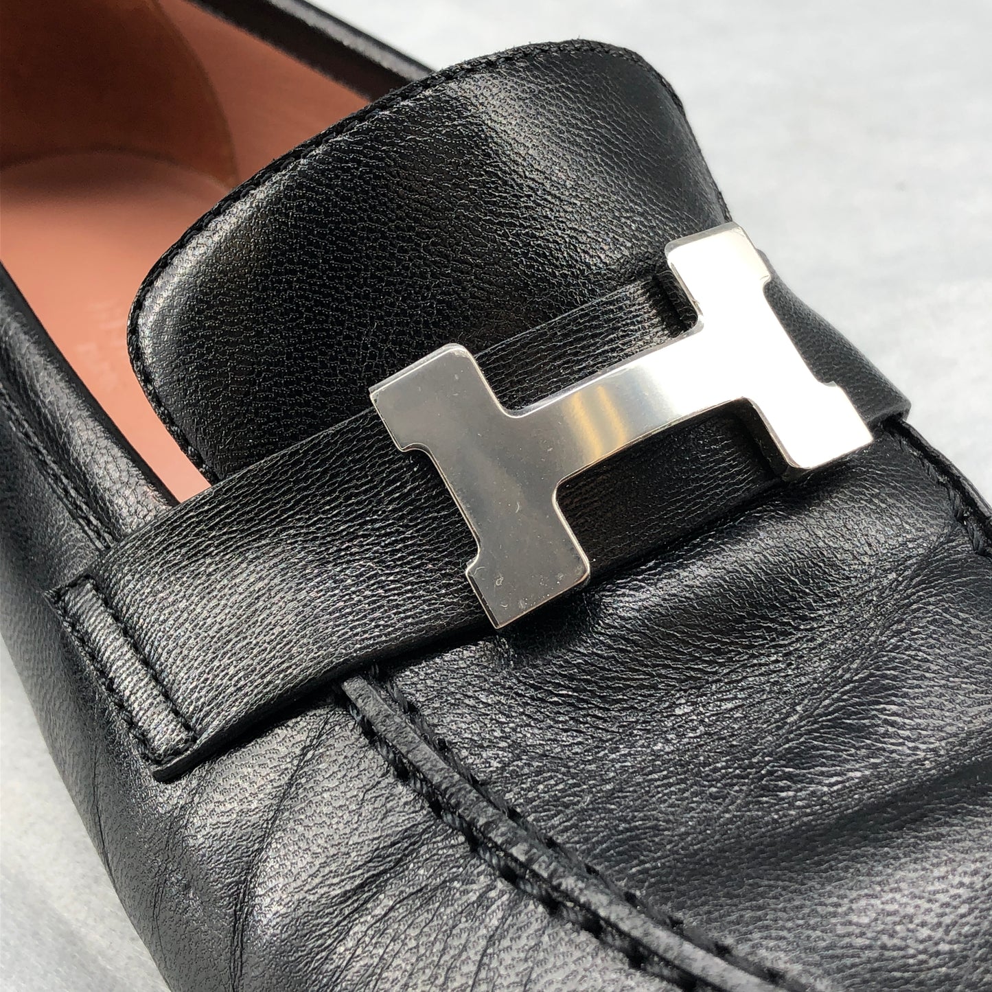 Hermes Black Leather Loafers Size 36.5