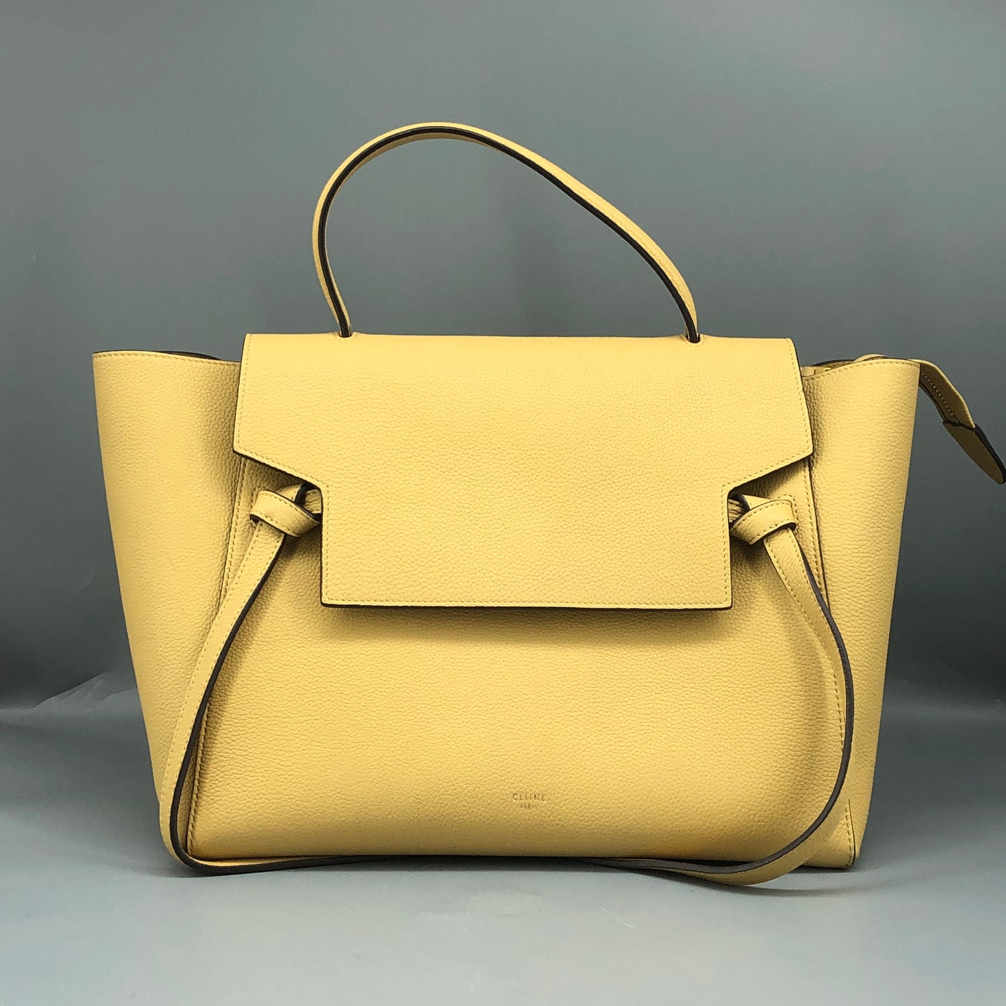 Celine Yellow Grained Calfskin Leather Medium Belt Bag