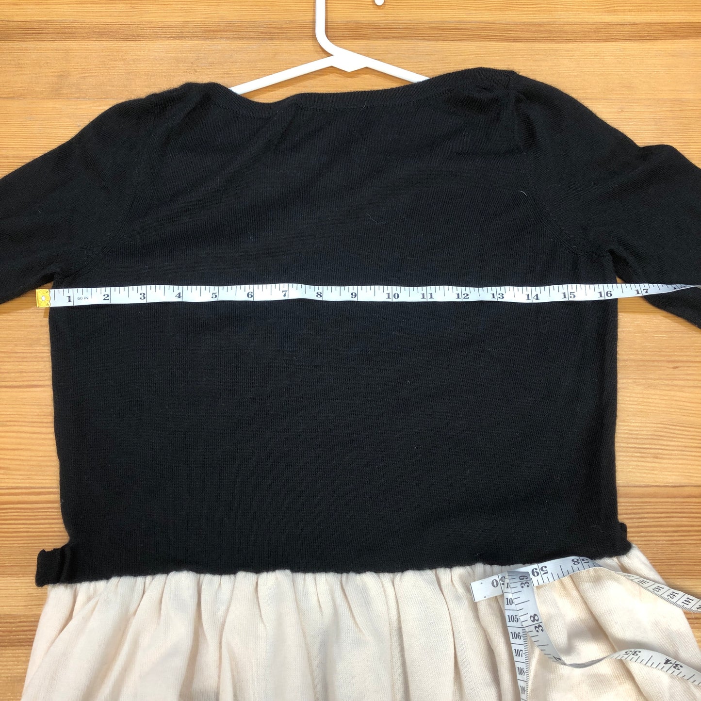 Valentino Black/White Contrast Peplum Long Sleeve Top Size M