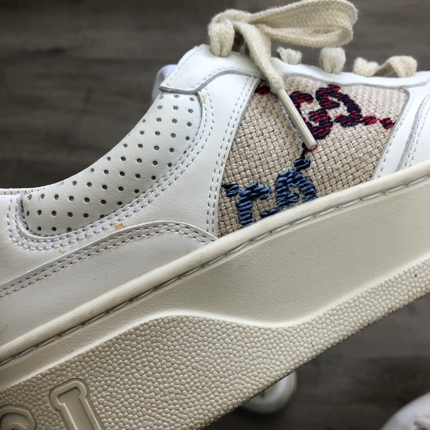 Gucci Ace GG Supreme Canvas Web Sneaker Shoes 36 White Blue Red