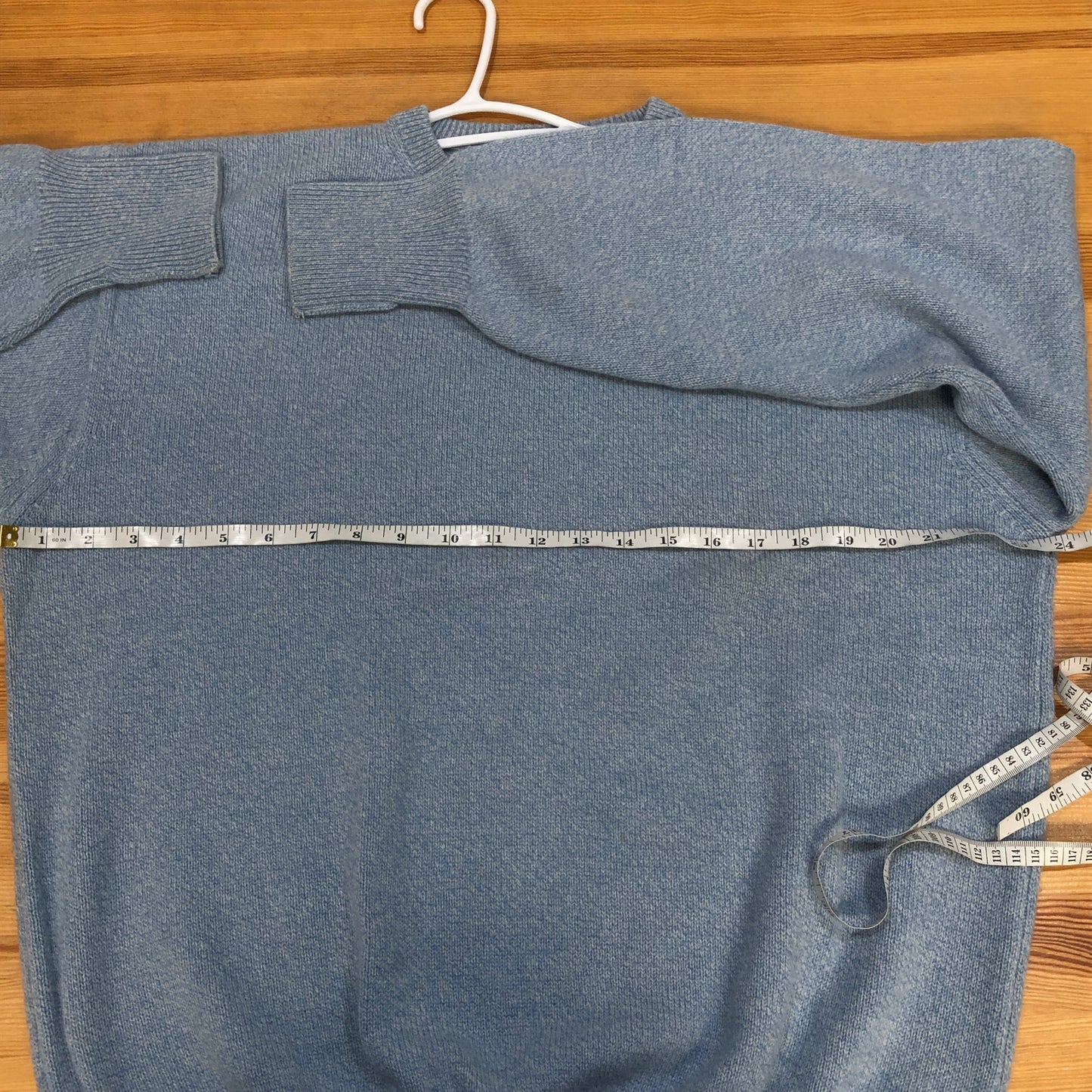 Lanvin Mist Blue Crew Neck Cashmere Knit Sweater Size 54