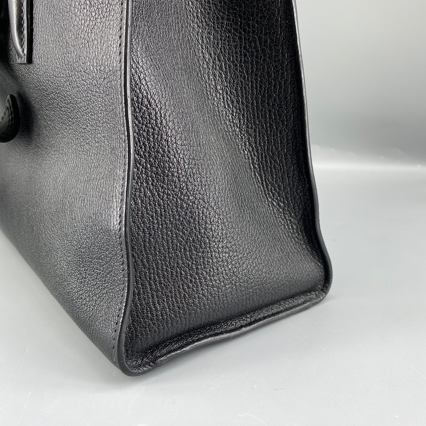Miu Miu Black Grain Leather Crystal Ornament Top Handle Tote Bag
