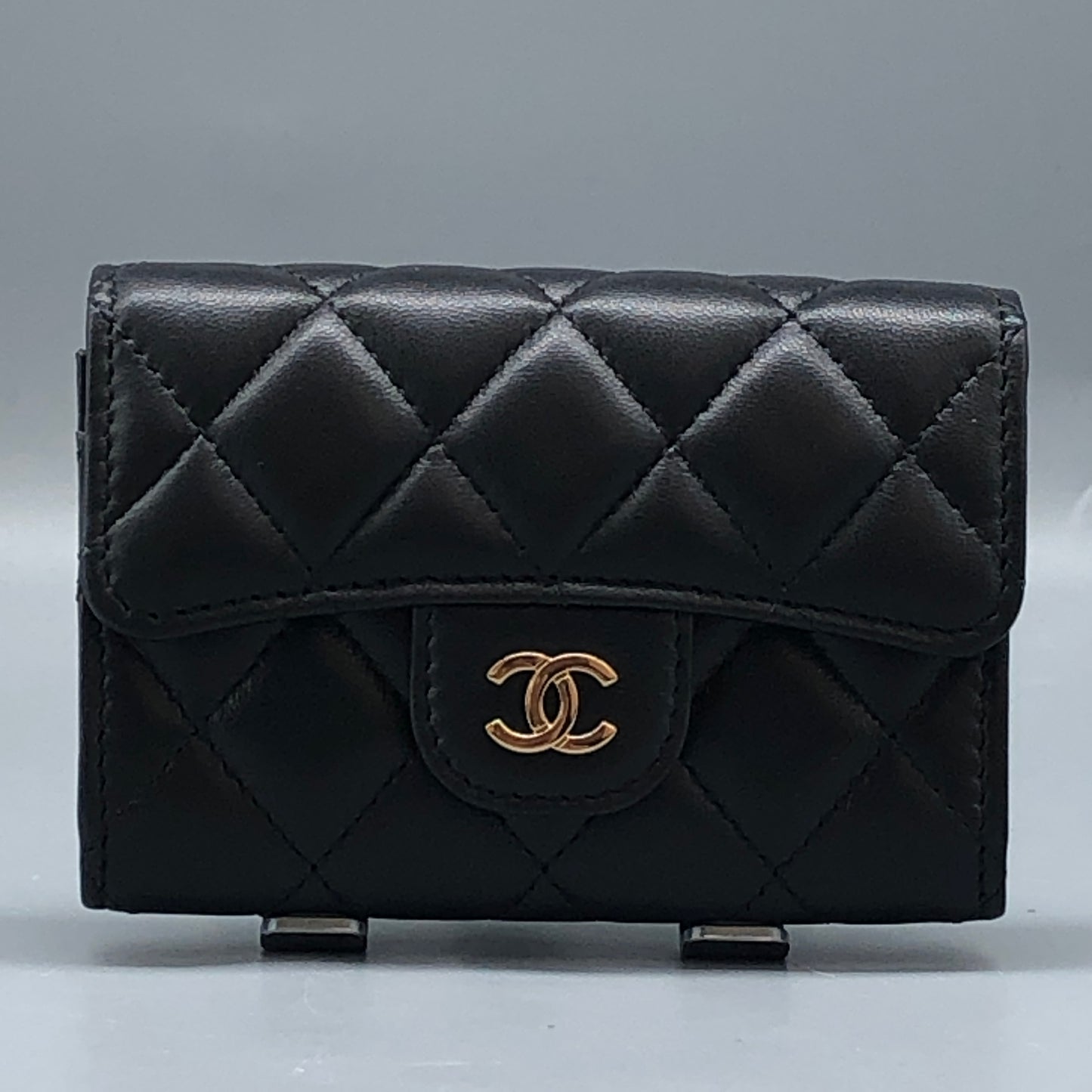 Chanel Black Quilted Lambskin Compact Wallet