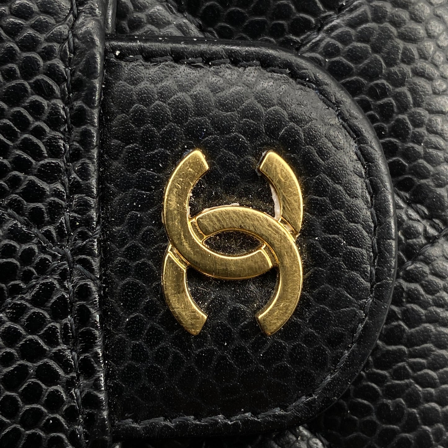 Chanel Black Caviar Quilted Leather Flap Card Wallet